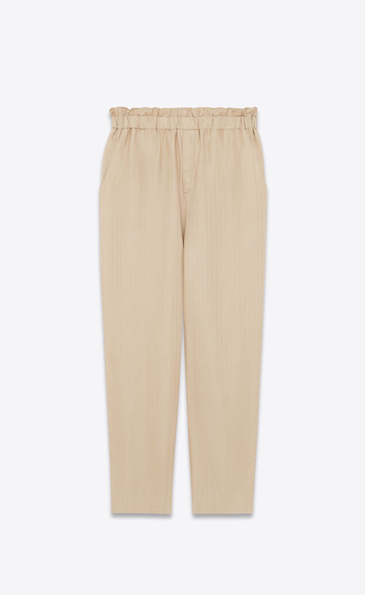 YSL High-waisted Pants In Matte And Shiny Striped Silk Sable | 0875394-SP