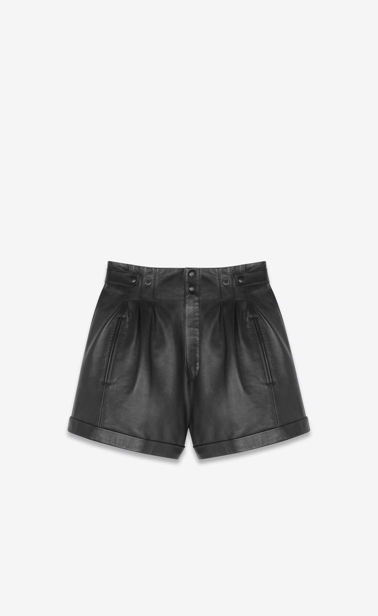 YSL High-waisted Shorts In Lambskin Black | 5436279-TW