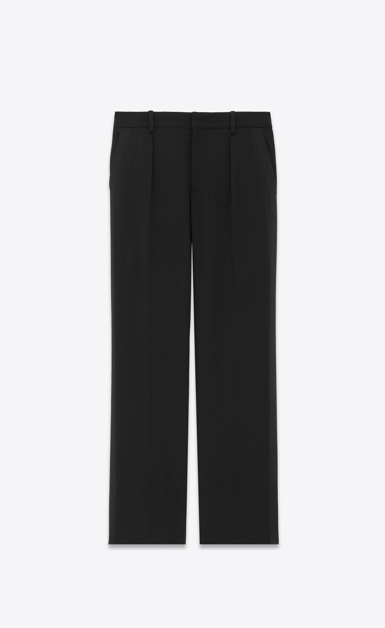 YSL High-waisted Tuxedo Pants In Grain De Poudre Black | 0564927-MJ