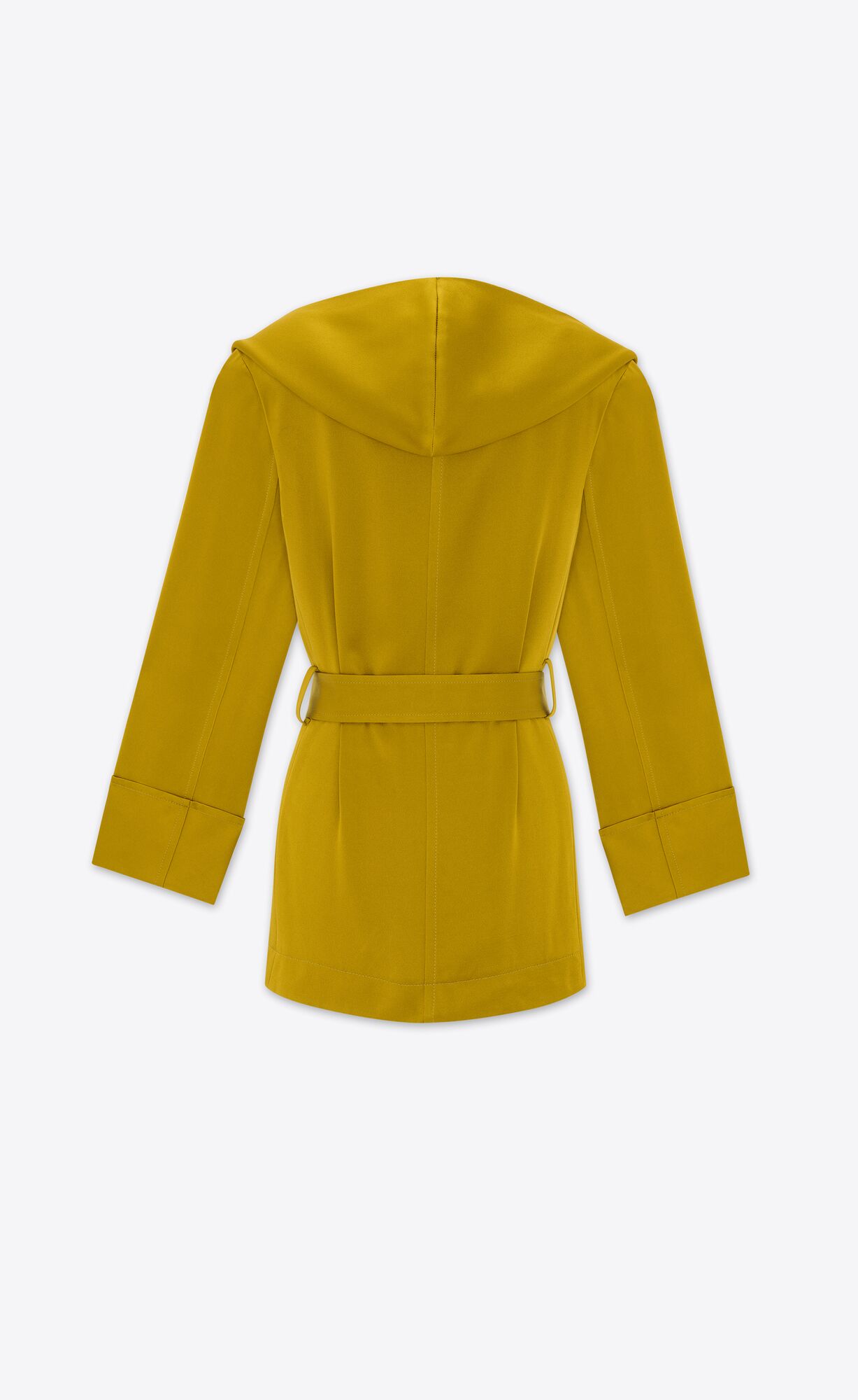 YSL Hooded Jacket In Crepe Satin Vert Mousse | 9810637-KC
