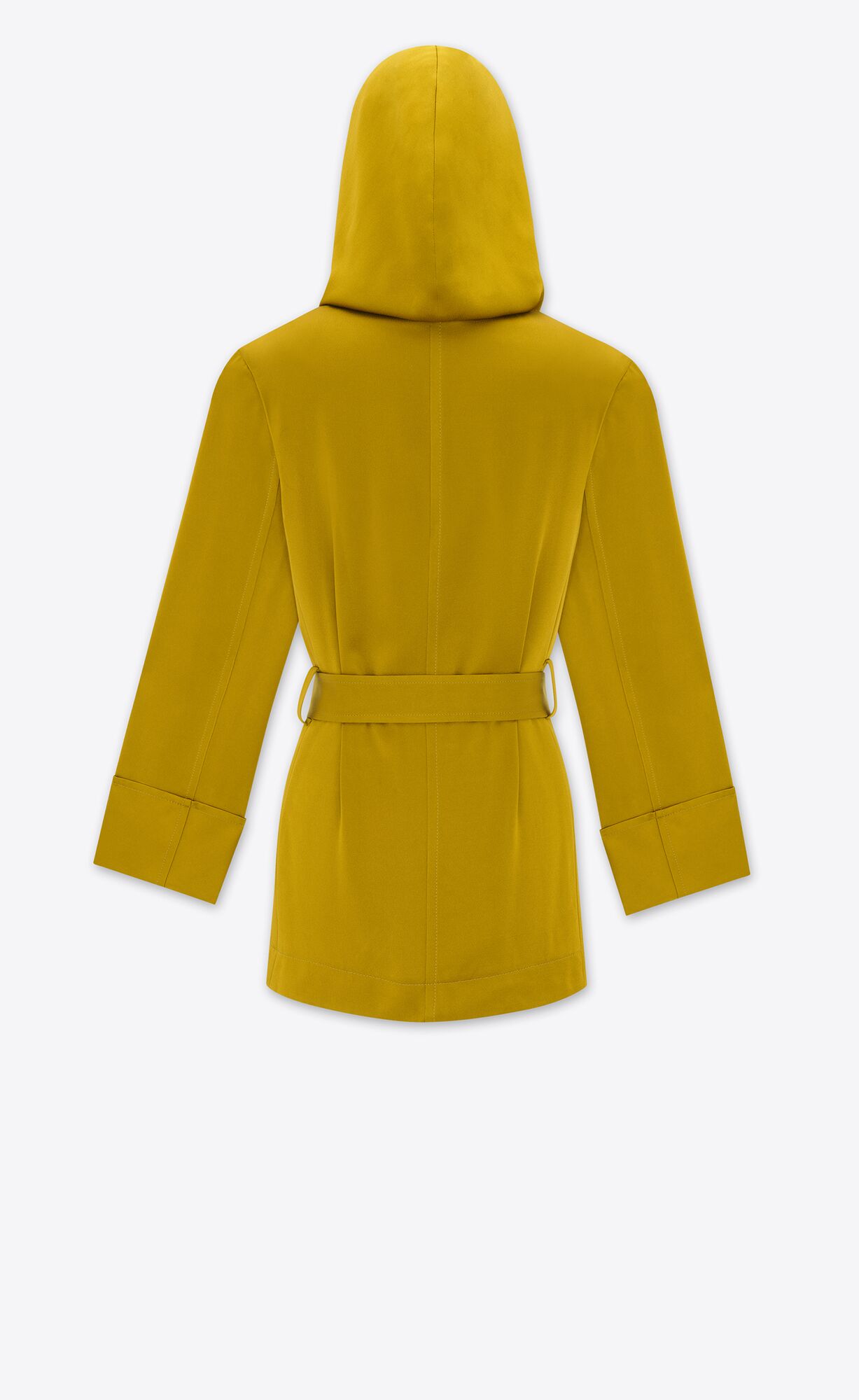 YSL Hooded Jacket In Crepe Satin Vert Mousse | 9810637-KC
