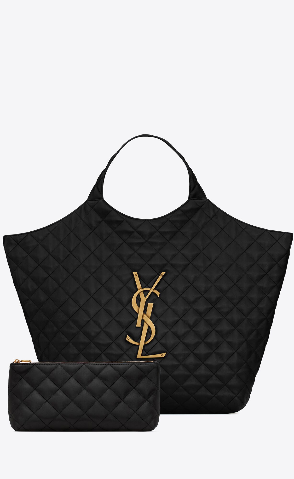 YSL Icare Maxi Shopping Bag In Quilted Lambskin Black | 5891407-OK