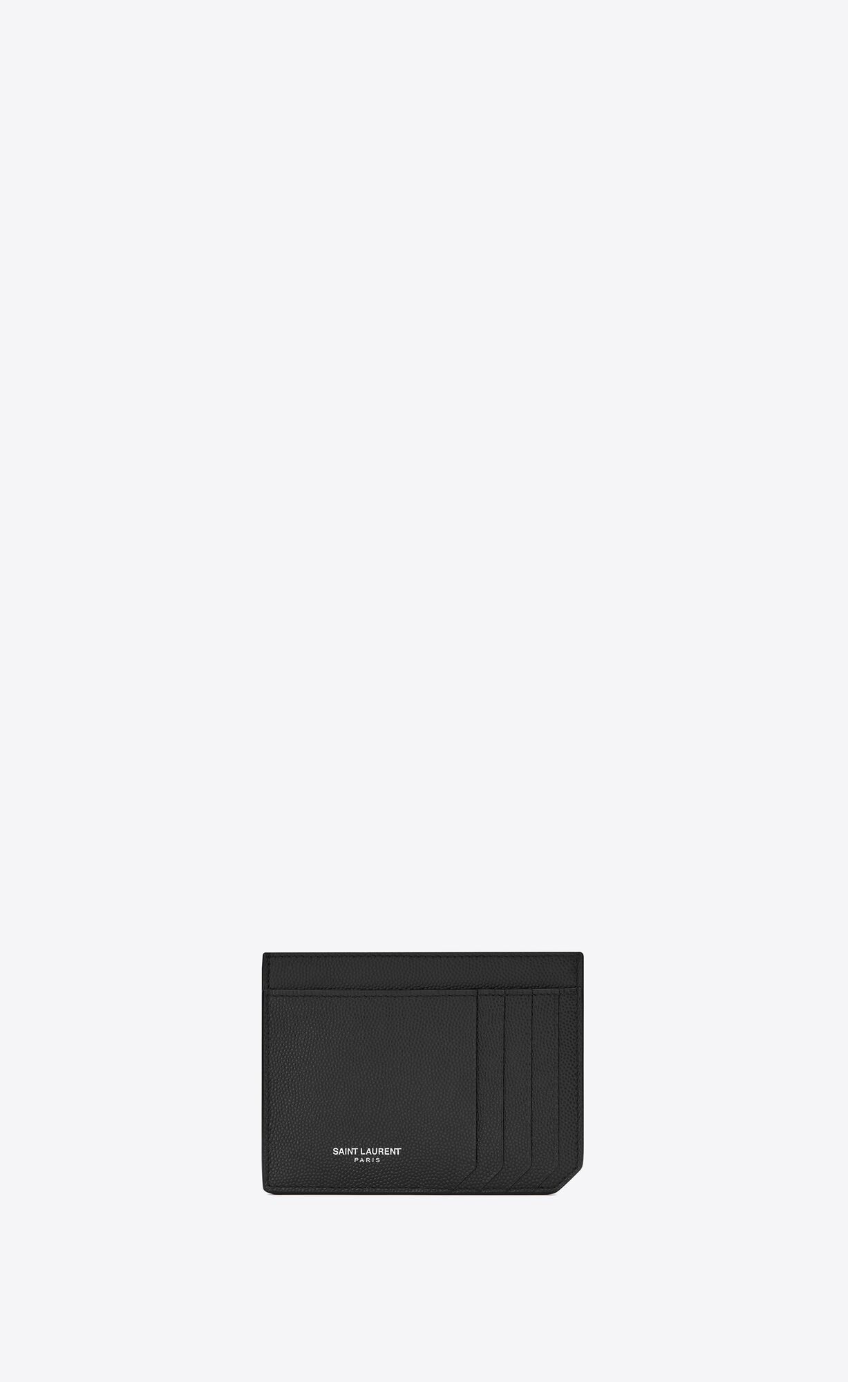 YSL Id Card Case In Grain De Poudre Embossed Leather Black | 3617042-WF