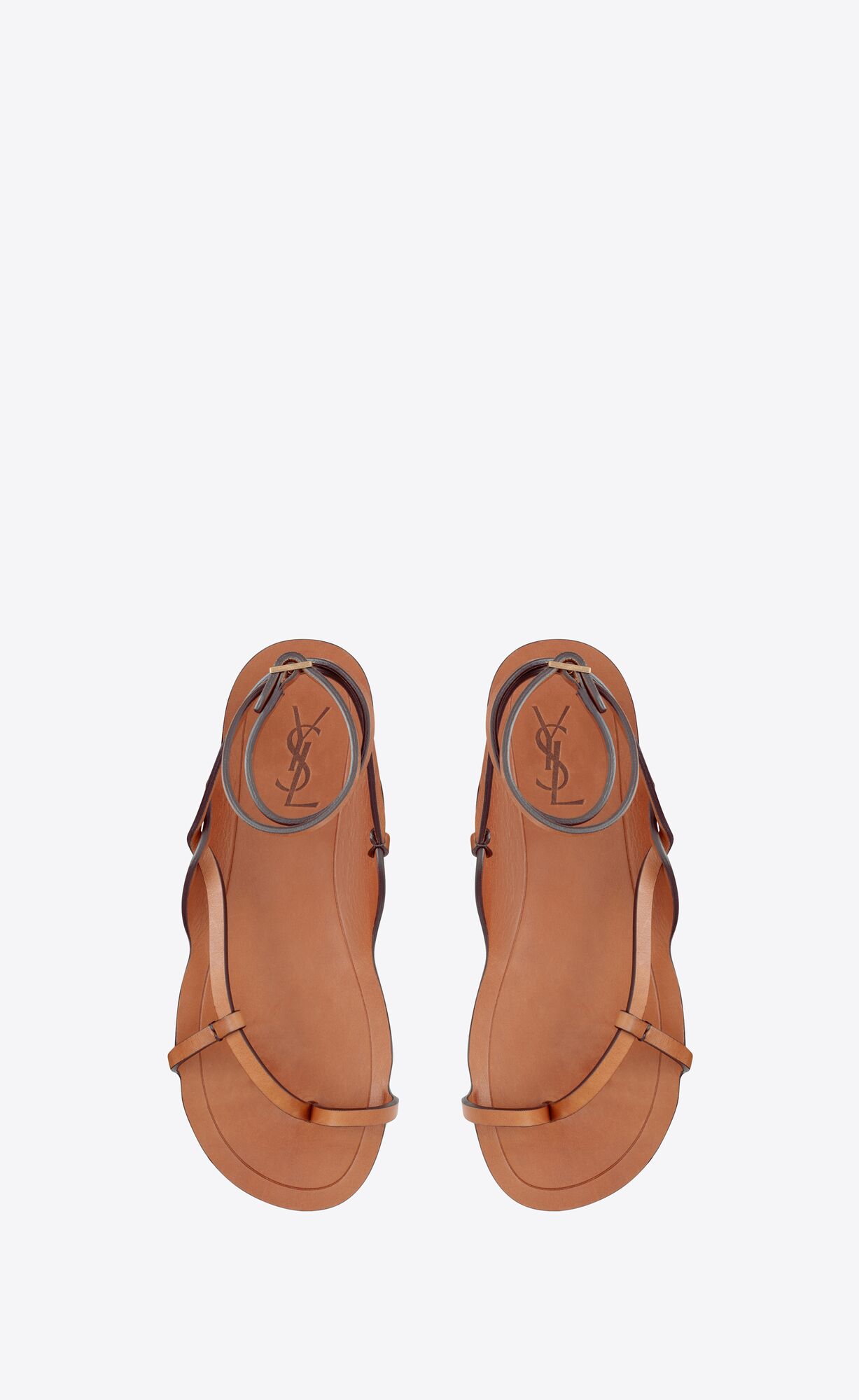 YSL Isla Flat Sandals In Smooth Leather Cuoio | 1768532-LB