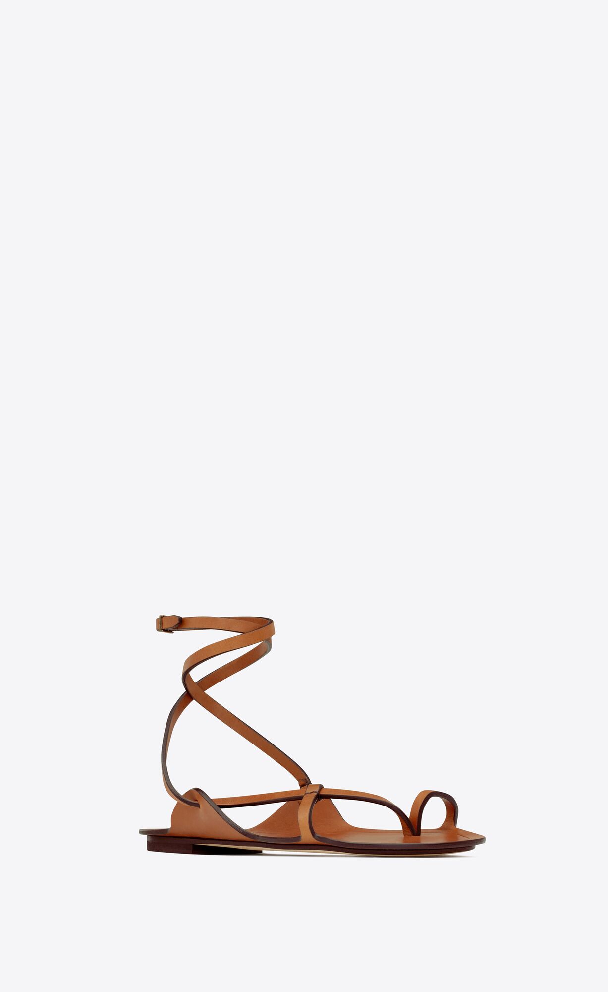 YSL Isla Flat Sandals In Smooth Leather Cuoio | 1768532-LB