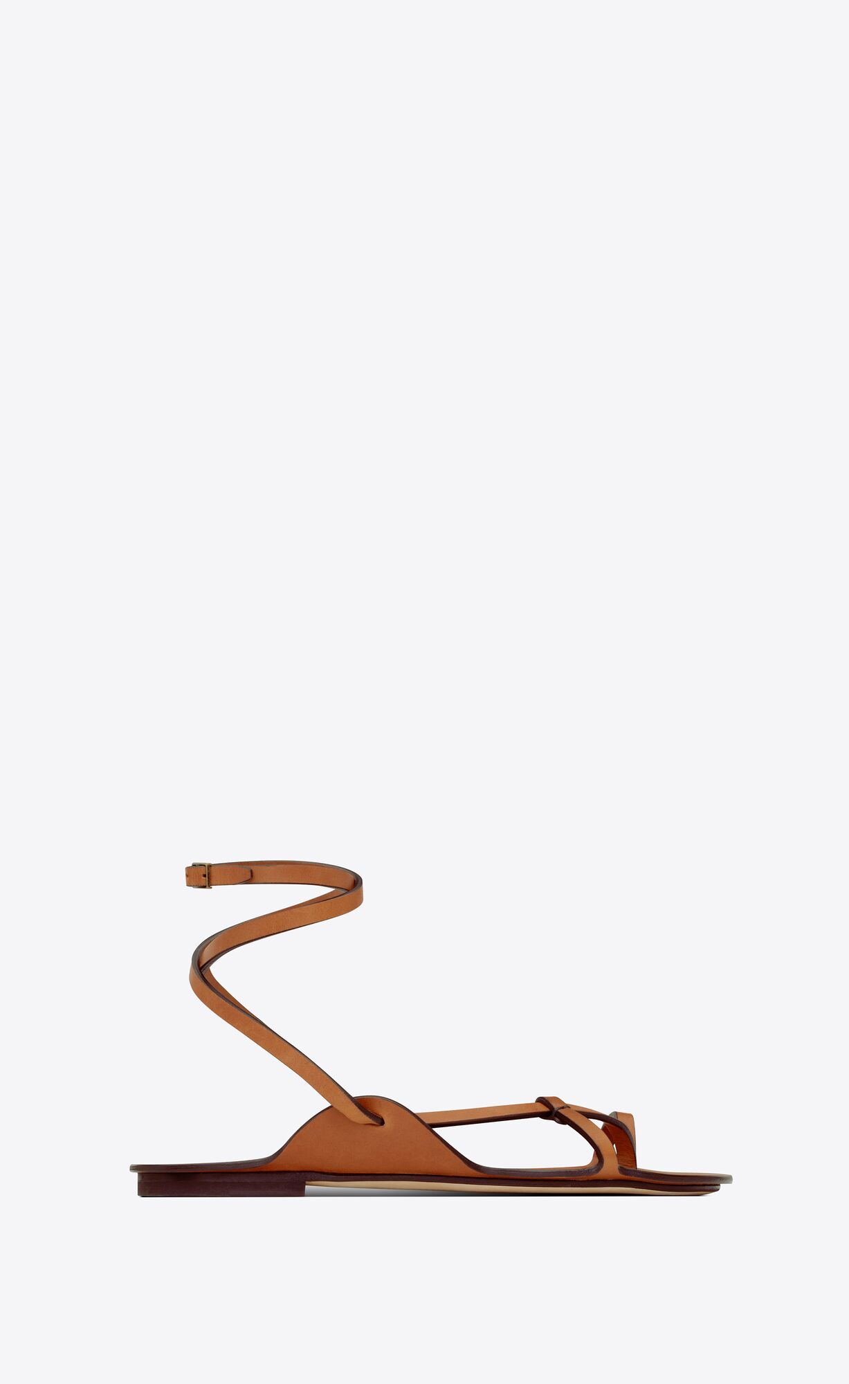 YSL Isla Flat Sandals In Smooth Leather Cuoio | 1768532-LB