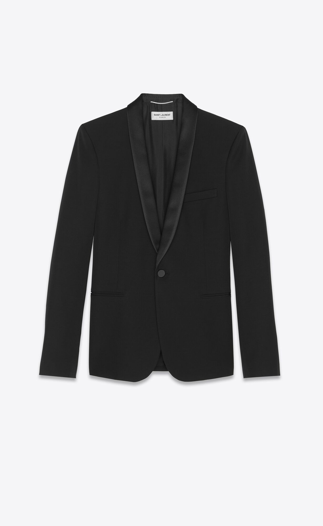 YSL Jacket With Shawl Collar In Grain De Poudre Black | 0569423-ZA