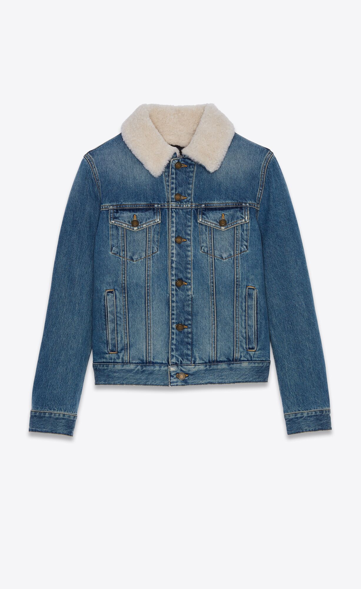 YSL Jacket With Shearling Collar In Used 70's Blue Denim Used 70'S Blue | 4092758-IV