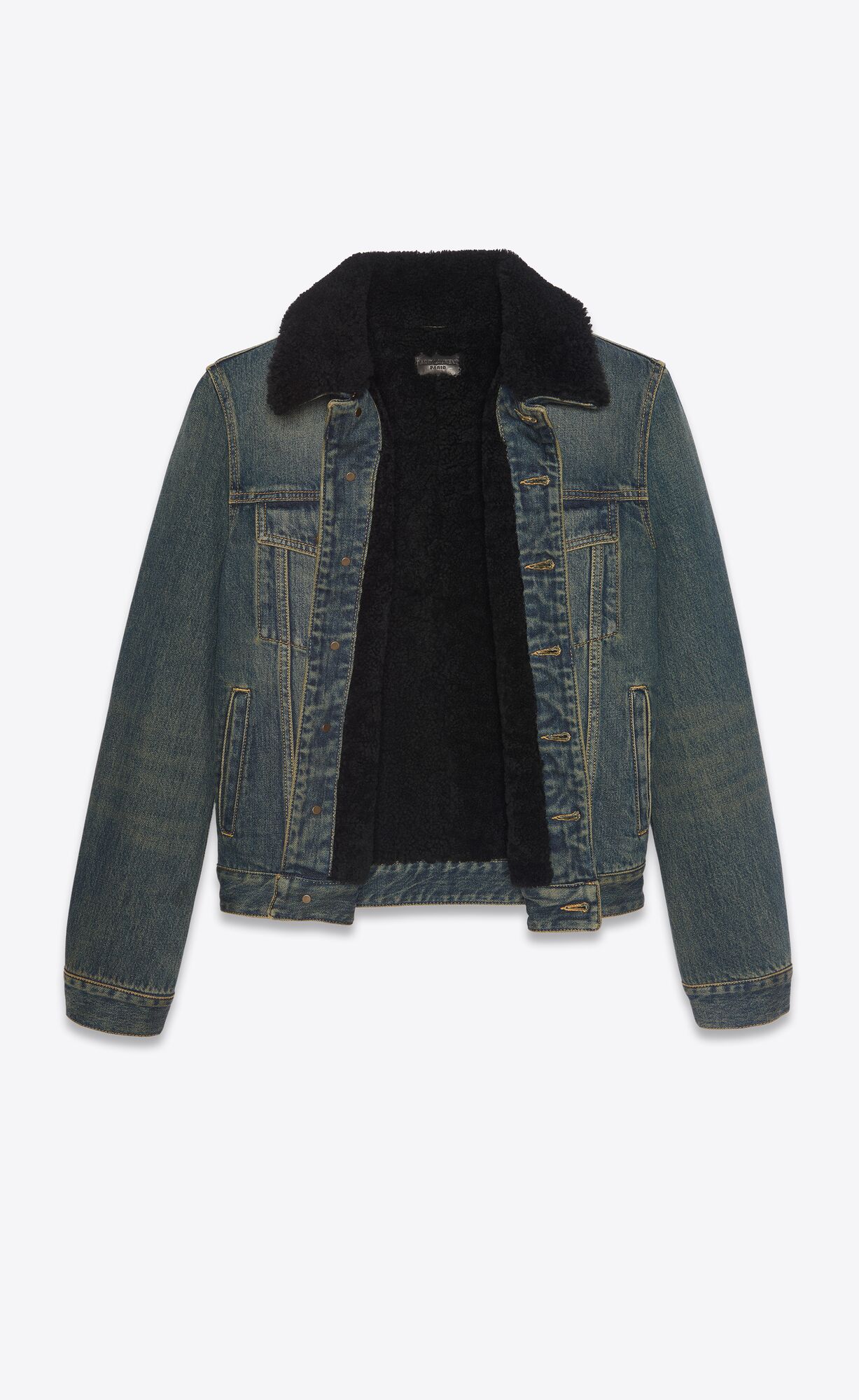 YSL Jacket With Shearling In Dark Dirty Vintage Blue Denim Dark Dirty Vintage Blue | 8091567-WI