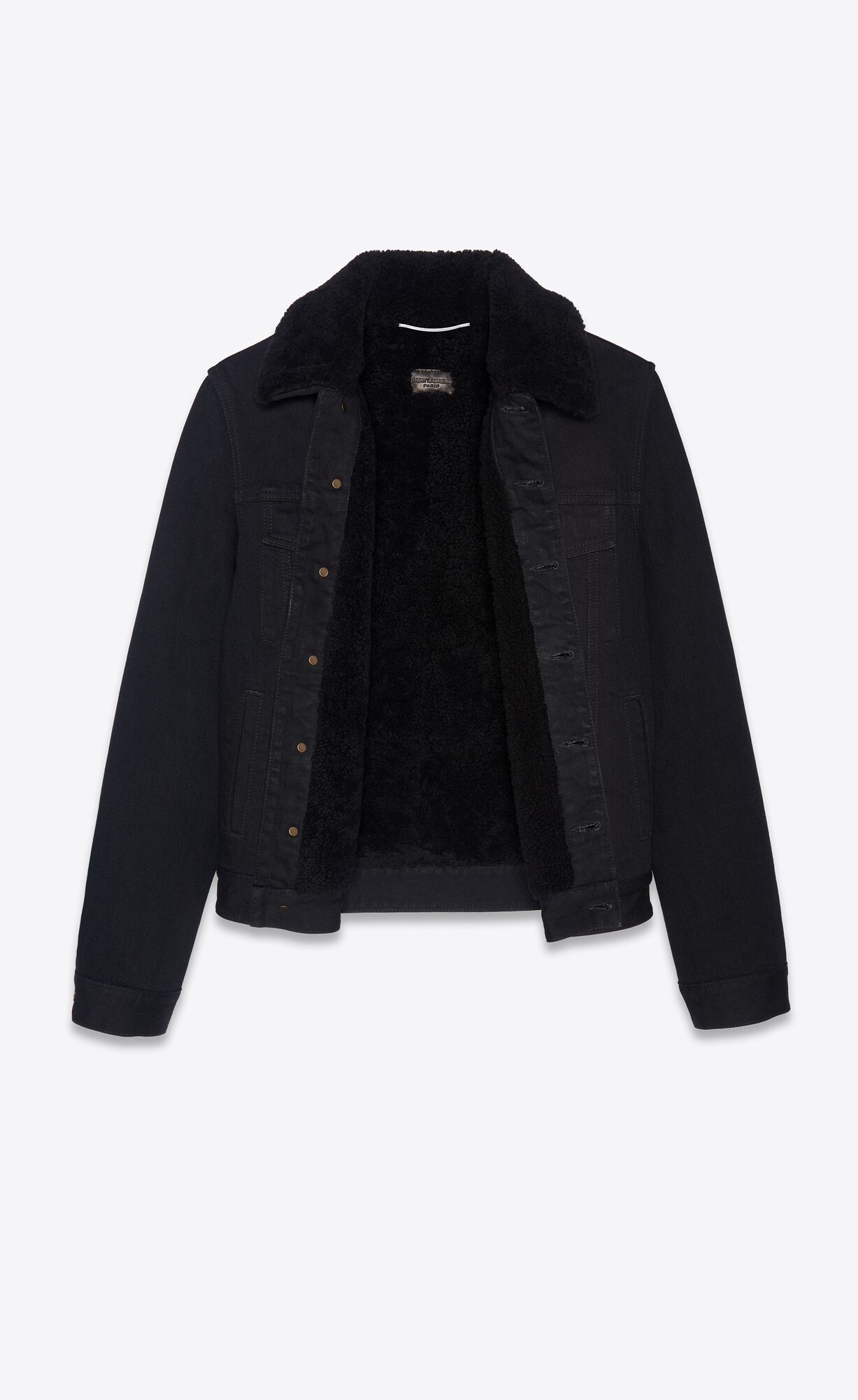YSL Jacket With Shearling In Worn Black Denim Worn Black | 9206748-VZ