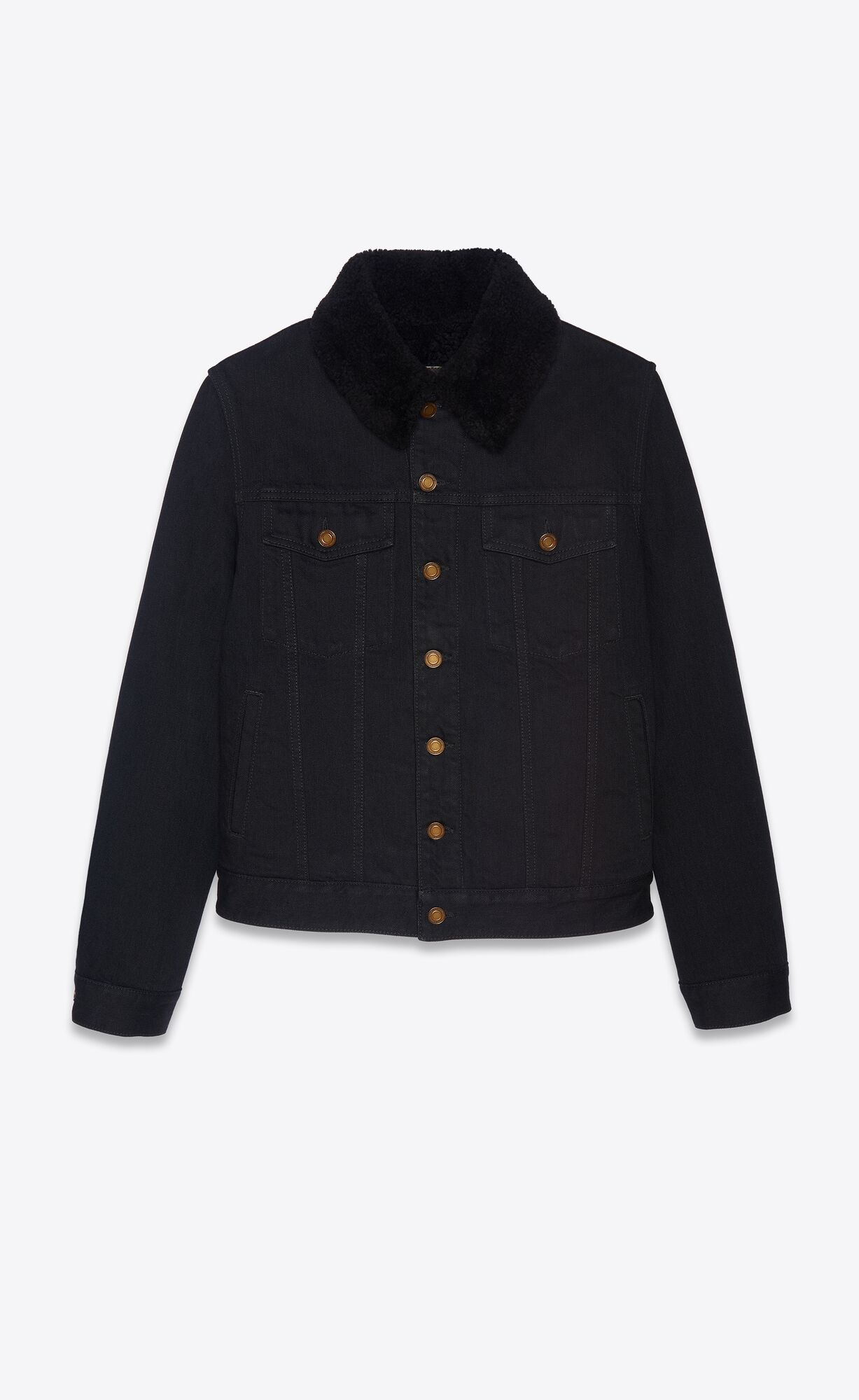 YSL Jacket With Shearling In Worn Black Denim Worn Black | 9206748-VZ