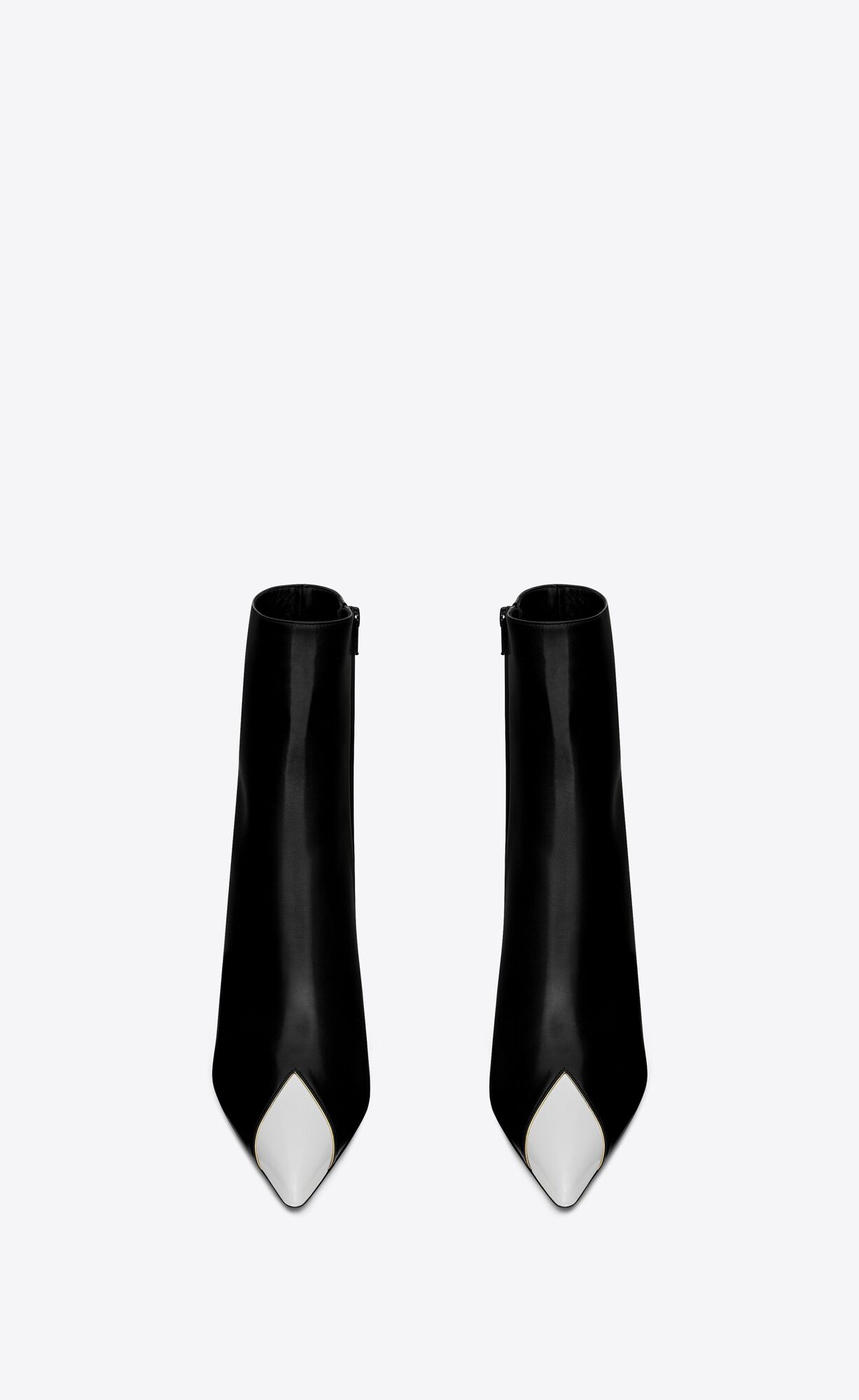 YSL Jam Zipped Boots In Shiny Leather Noir, Blanc Optique Et Or | 5709218-NT