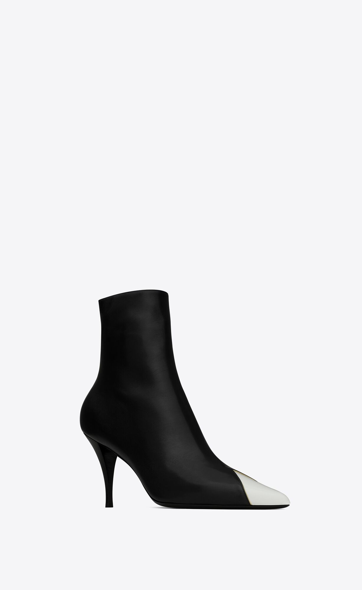 YSL Jam Zipped Boots In Shiny Leather Noir, Blanc Optique Et Or | 5709218-NT