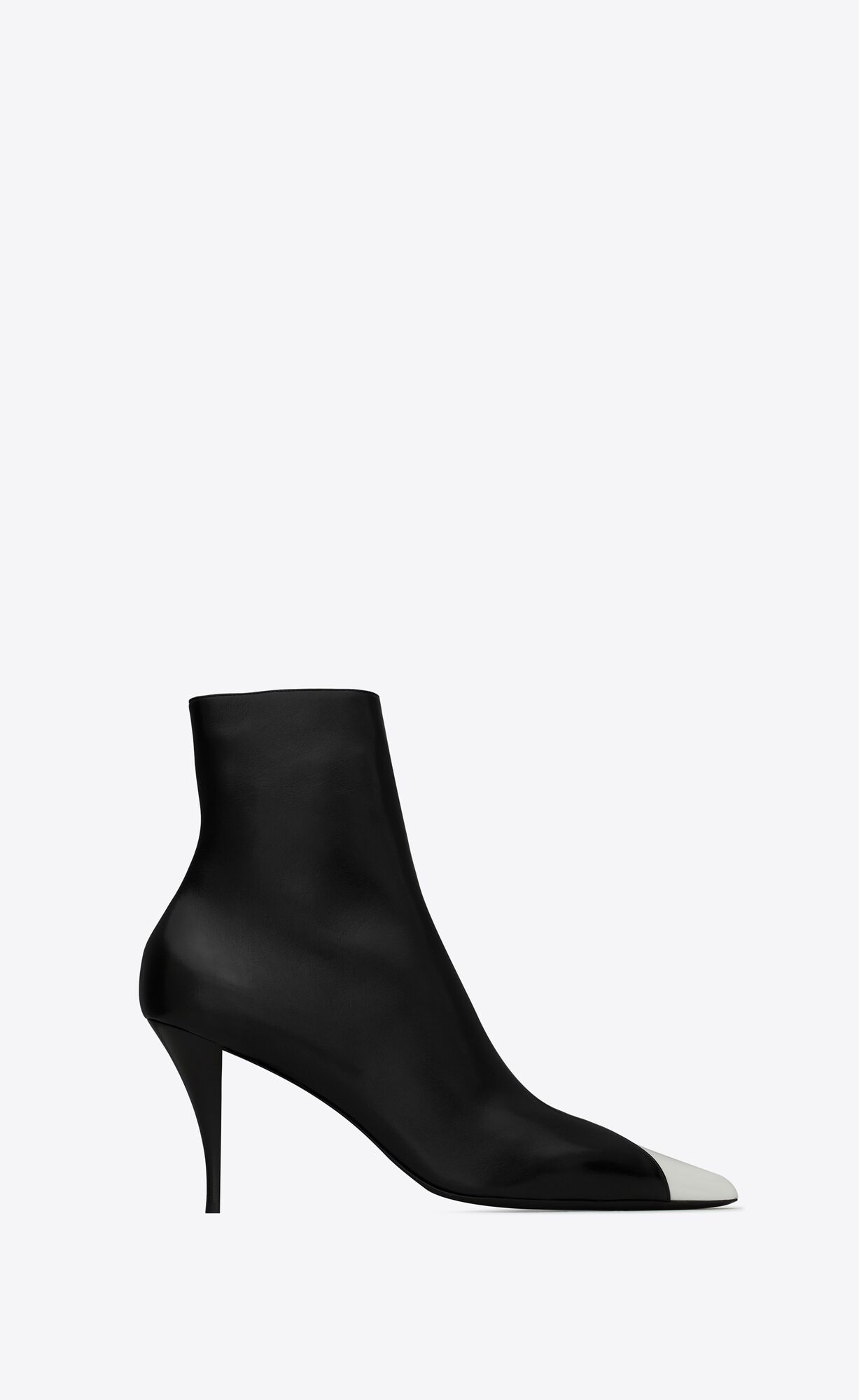 YSL Jam Zipped Boots In Shiny Leather Noir, Blanc Optique Et Or | 5709218-NT