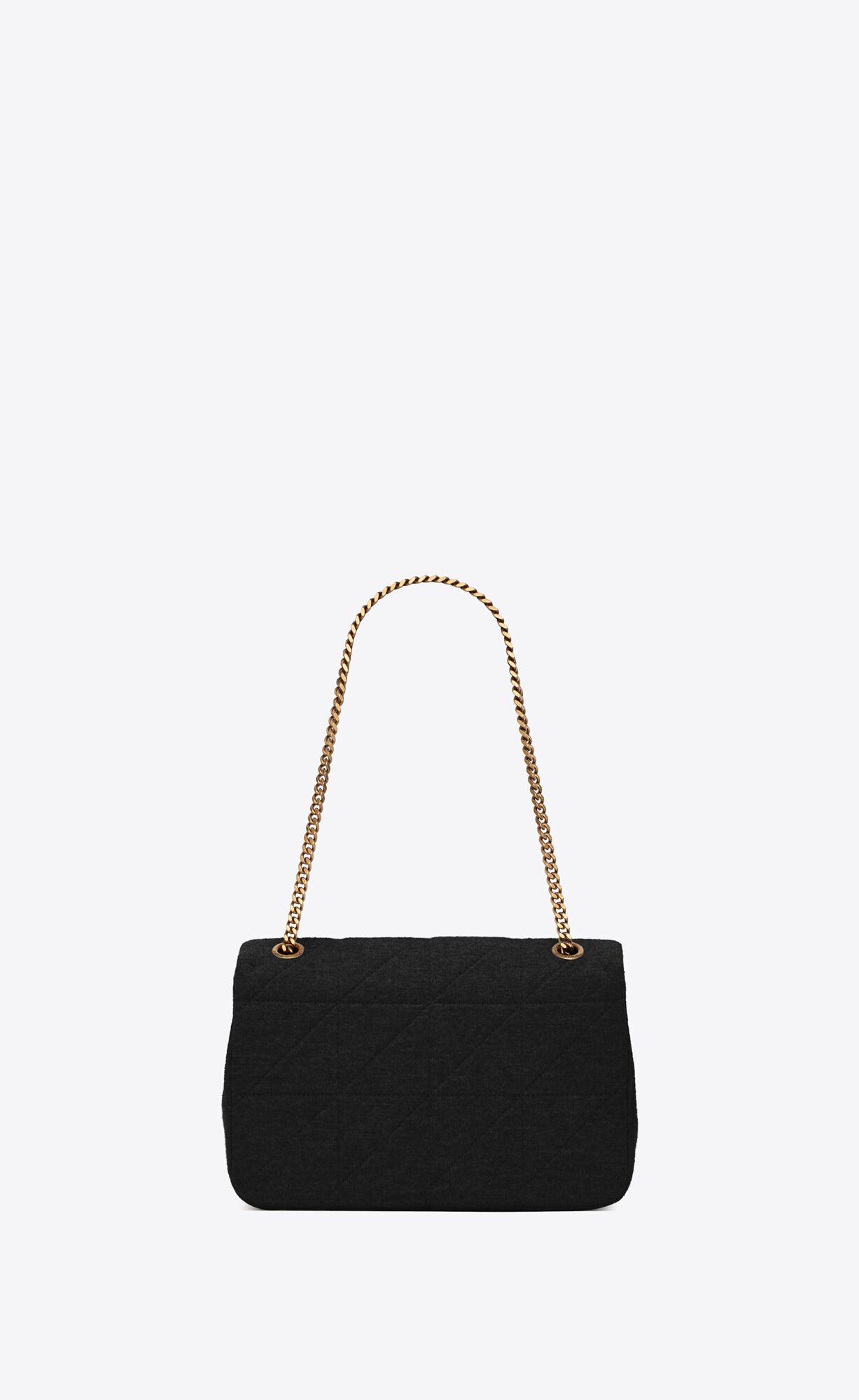 YSL Jamie Medium Chain Bag "Carré Rive Gauche" In Jersey Black | 5620713-KT