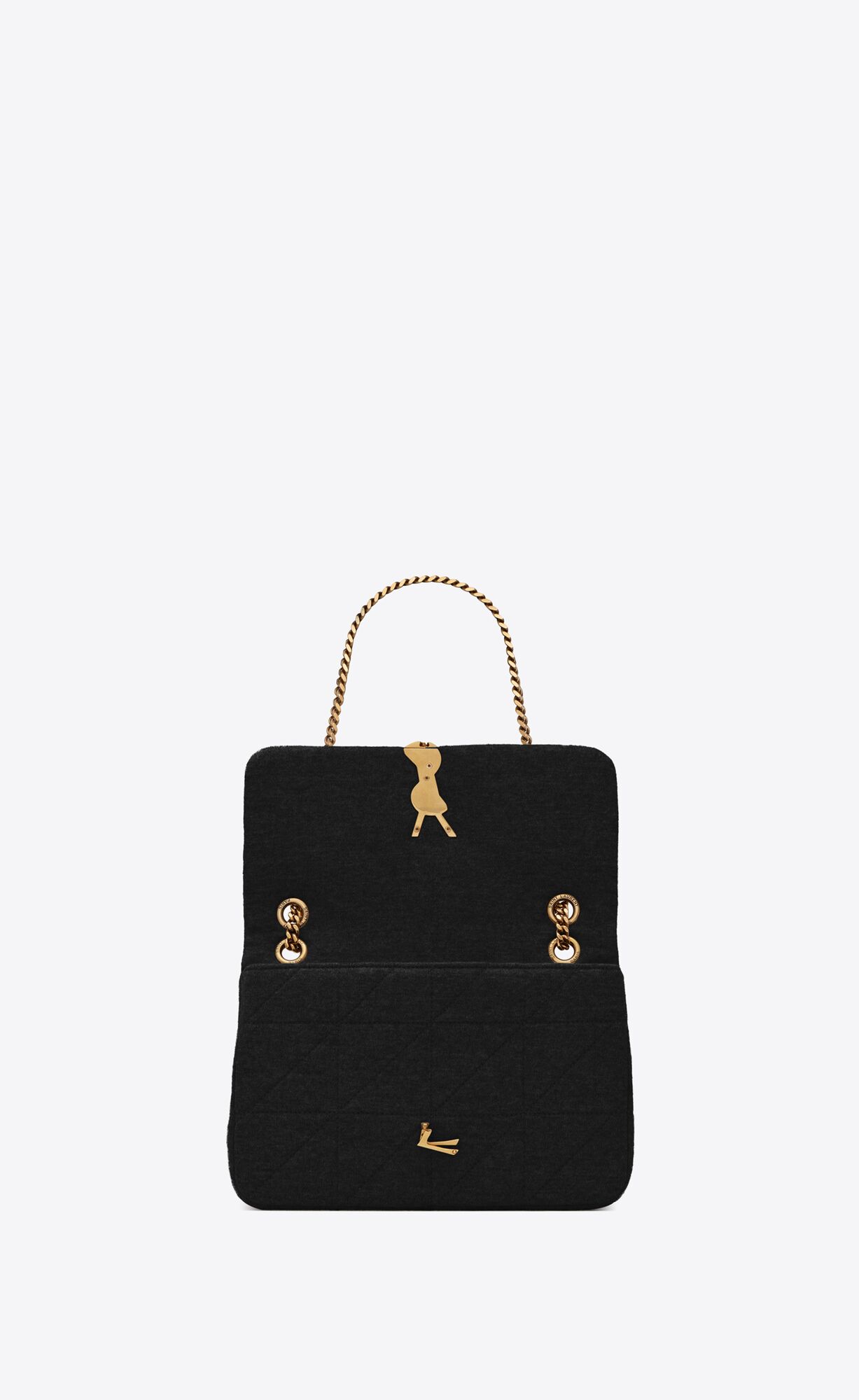 YSL Jamie Medium Chain Bag "Carré Rive Gauche" In Jersey Black | 5620713-KT