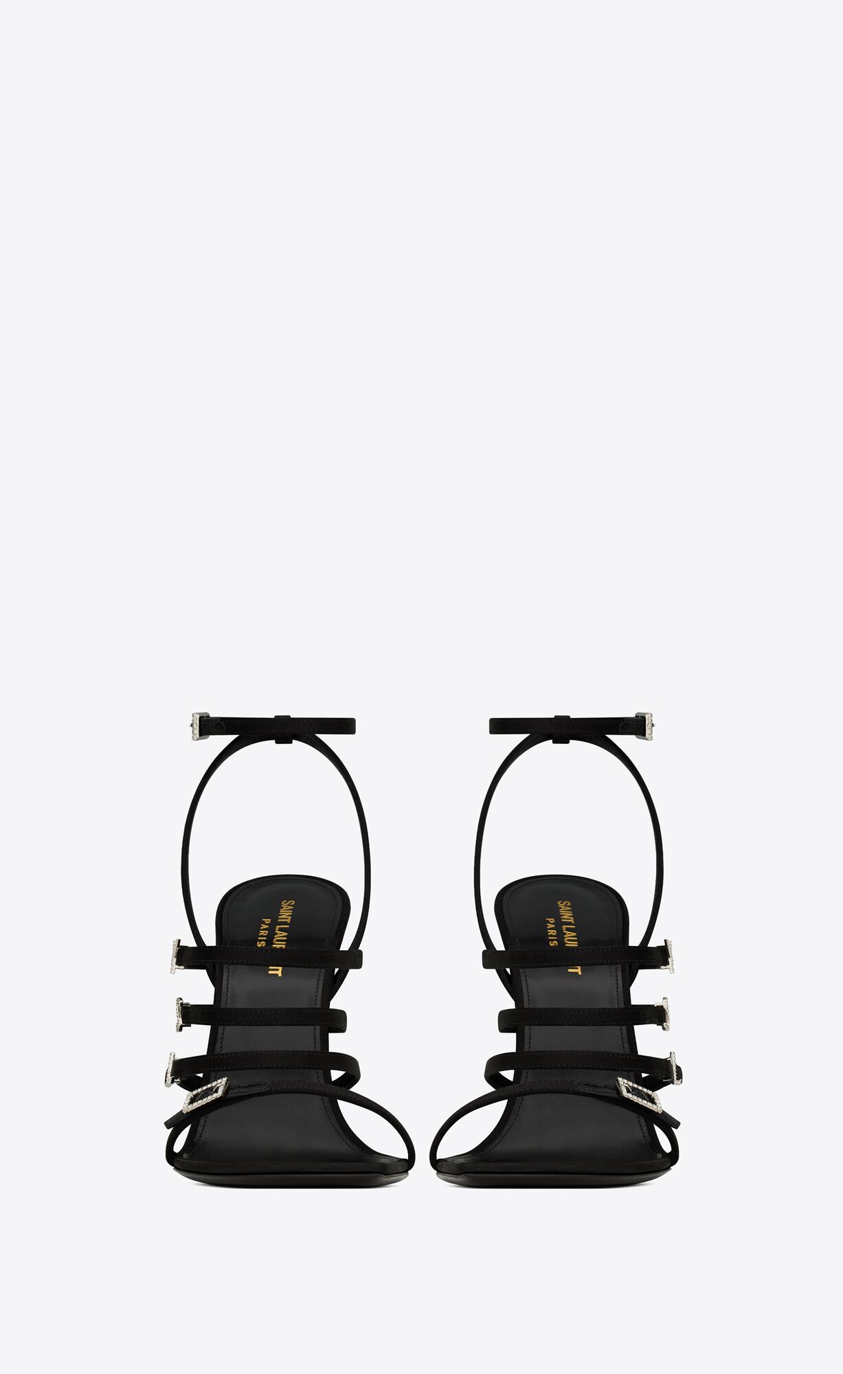 YSL Jerry Sandals In Crepe Satin And Rhinestones Black | 5729301-UX