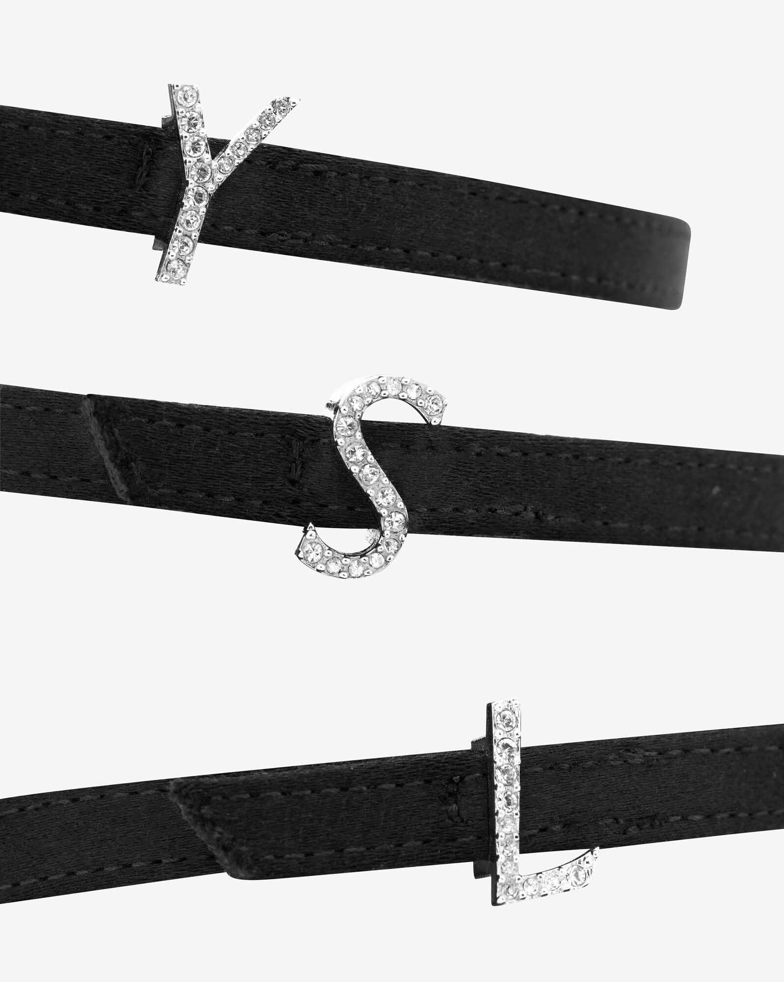 YSL Jerry Sandals In Crepe Satin And Rhinestones Black | 5729301-UX