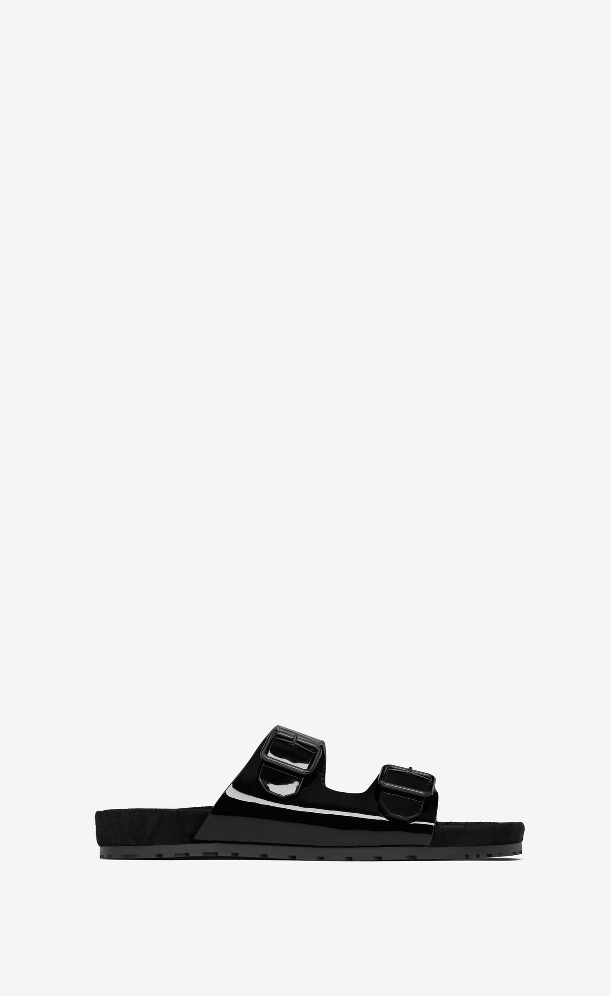 YSL Jimmy Flat Sandals In Patent Leather Noir | 5218479-DF
