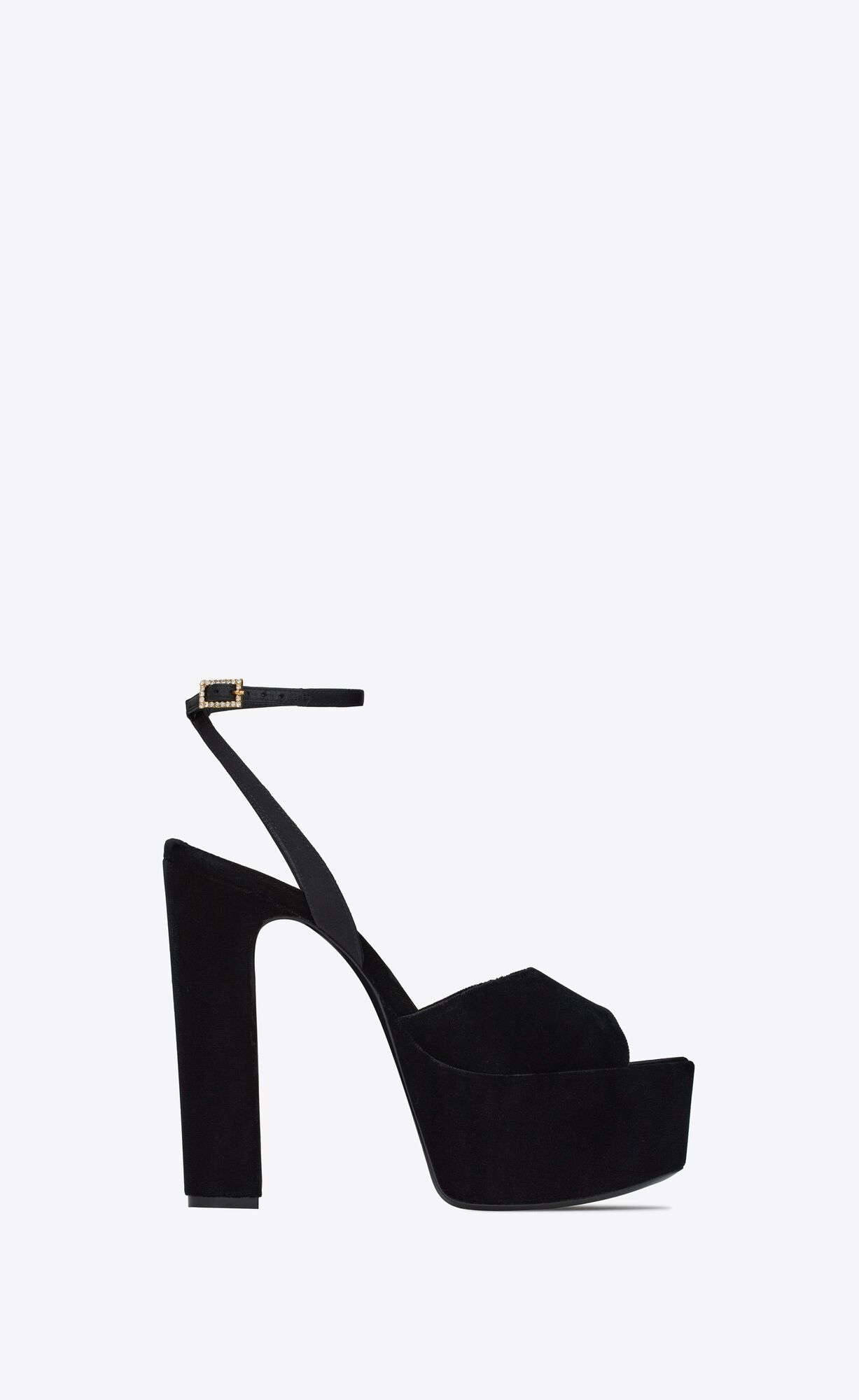 YSL Jodie Platform Sandals In Velvet Black | 5839246-RZ