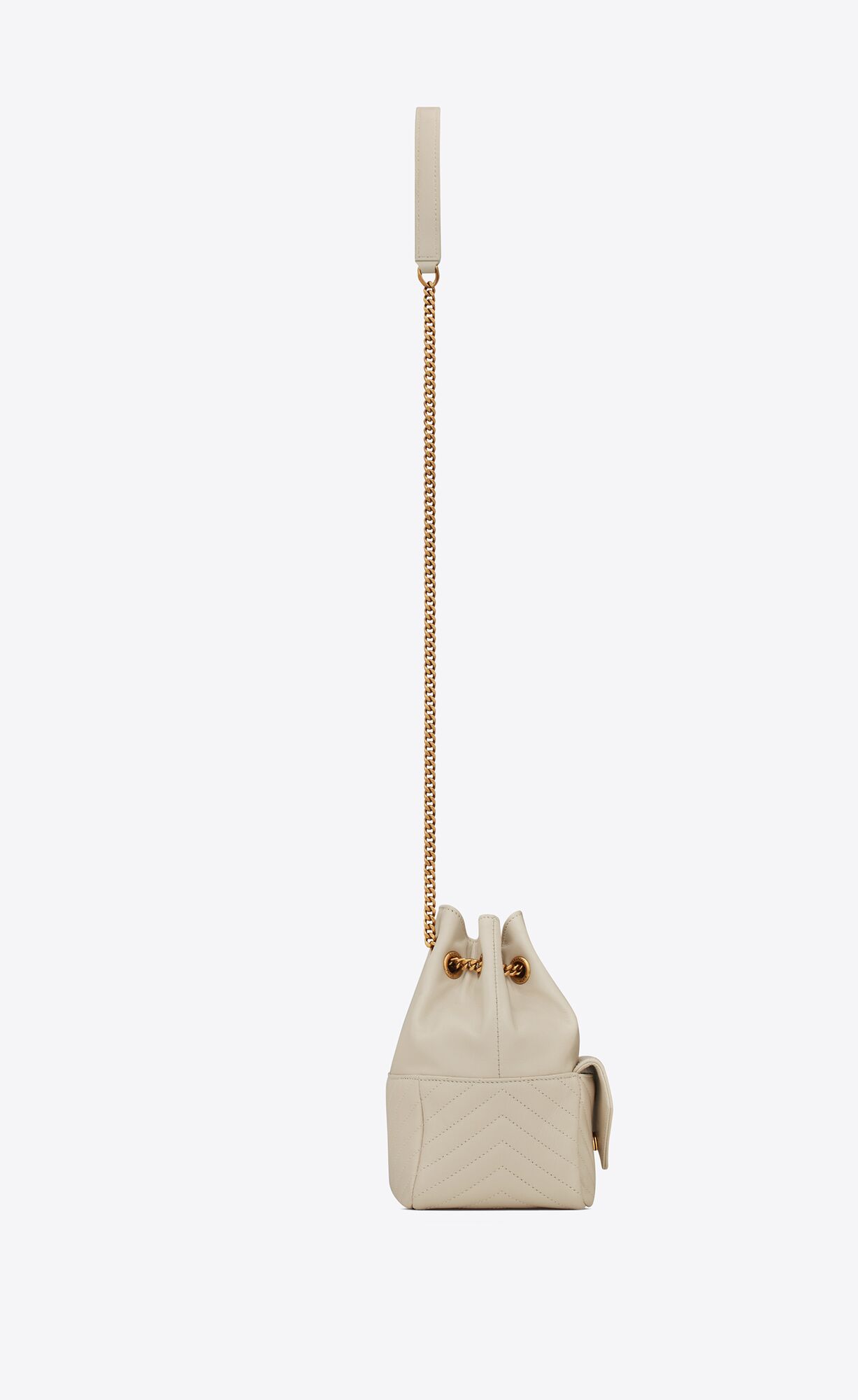 YSL Joe Mini Bucket Bag In Quilted Lambskin Blanc Vintage | 3548670-NZ