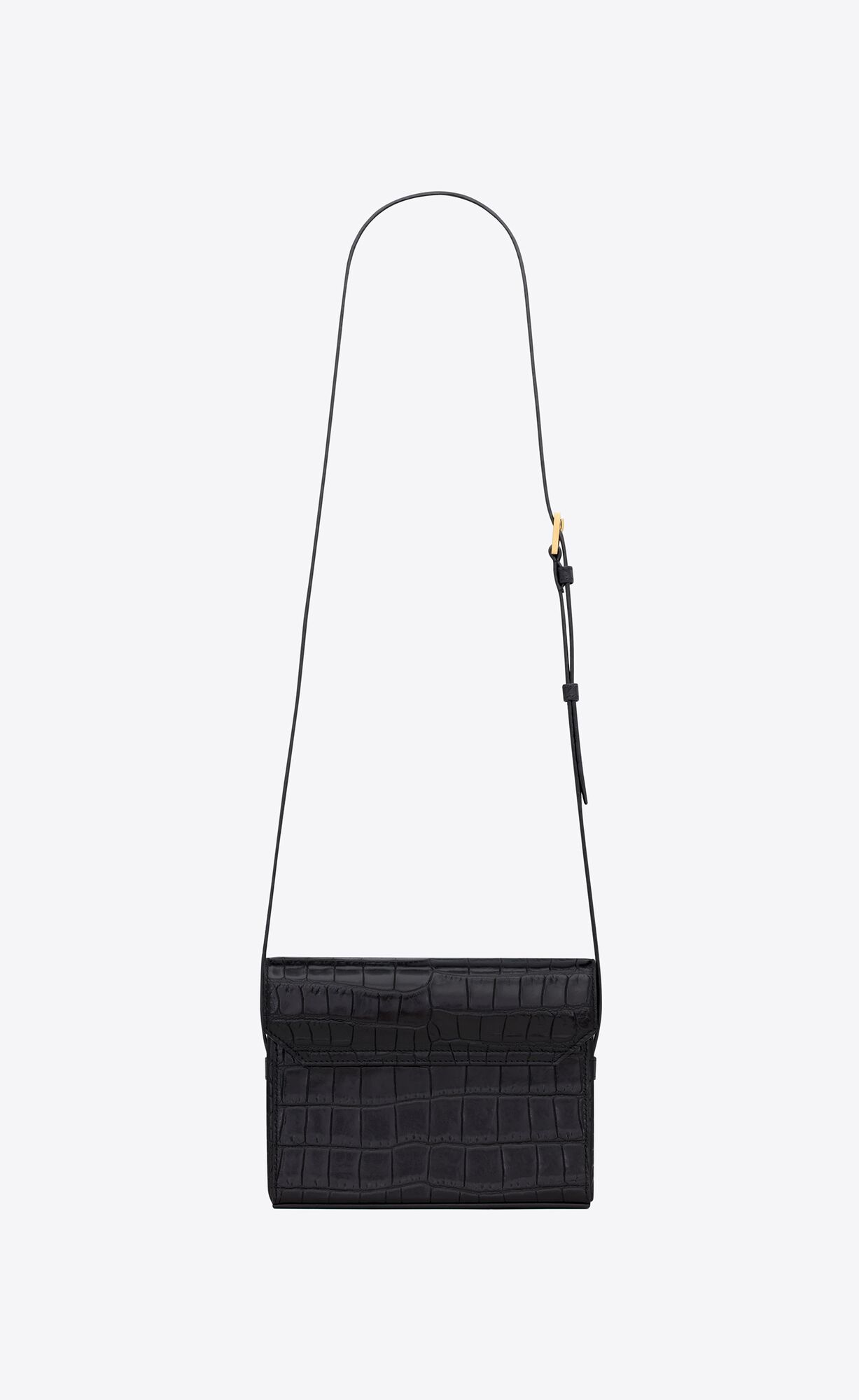 YSL June Box Bag In Crocodile-embossed Leather Black | 4289317-YW