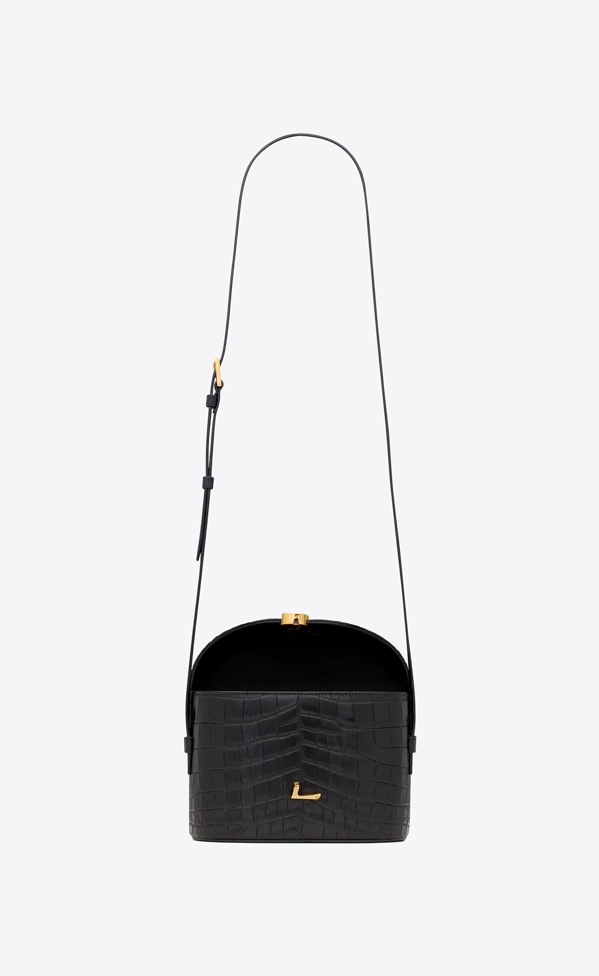 YSL June Box Bag In Crocodile-embossed Leather Black | 4289317-YW