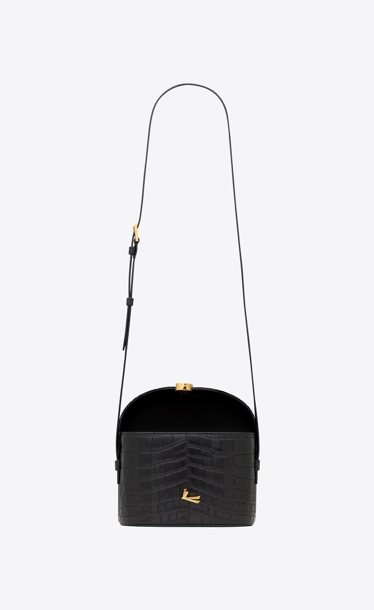 YSL June Box Bag In Crocodile-embossed Leather Black | 4289317-YW