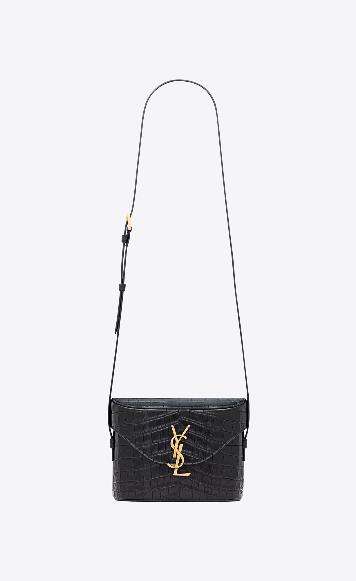 YSL June Box Bag In Crocodile-embossed Leather Black | 4289317-YW