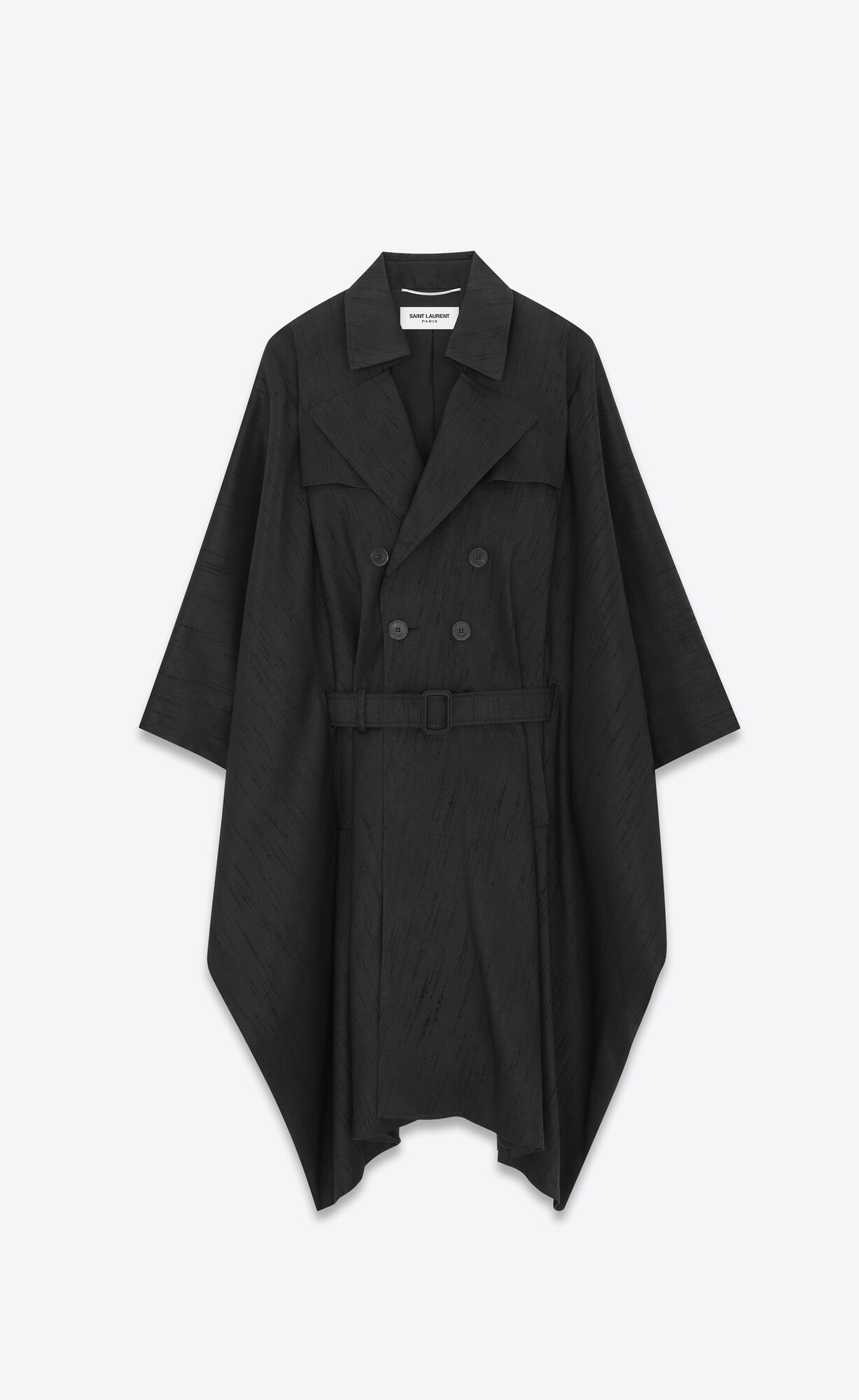 YSL Kaftan Trench Coat In Shantung Black | 5632871-YC