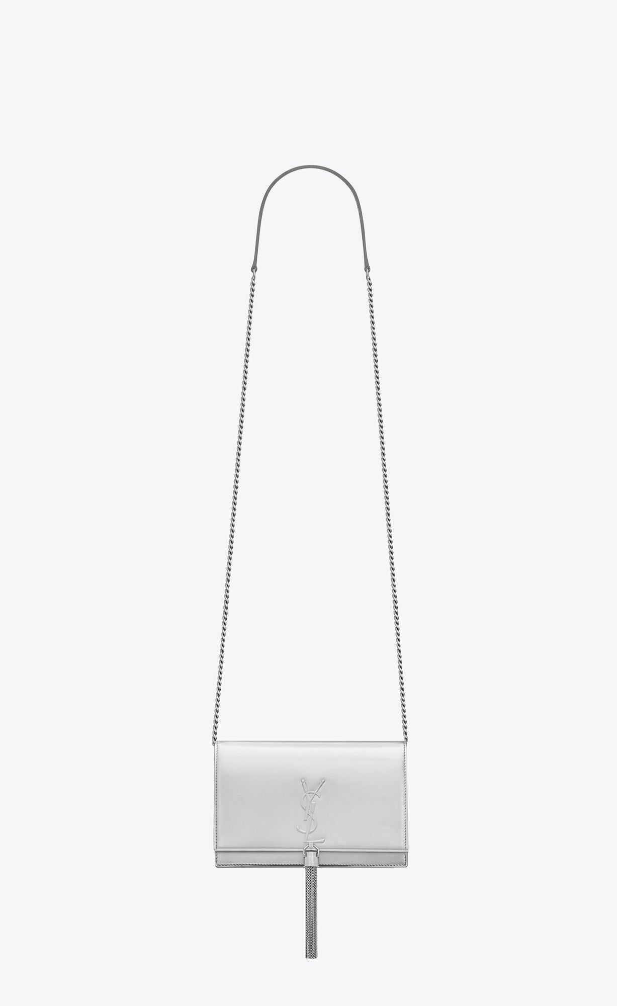 YSL Kate Chain Wallet In Mirrored Leather Silver | 7502431-JS