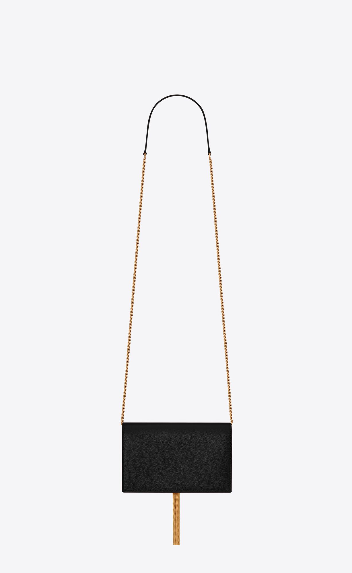 YSL Kate Chain Wallet With Tassel In Grain De Poudre Embossed Leather Black | 9356408-ID