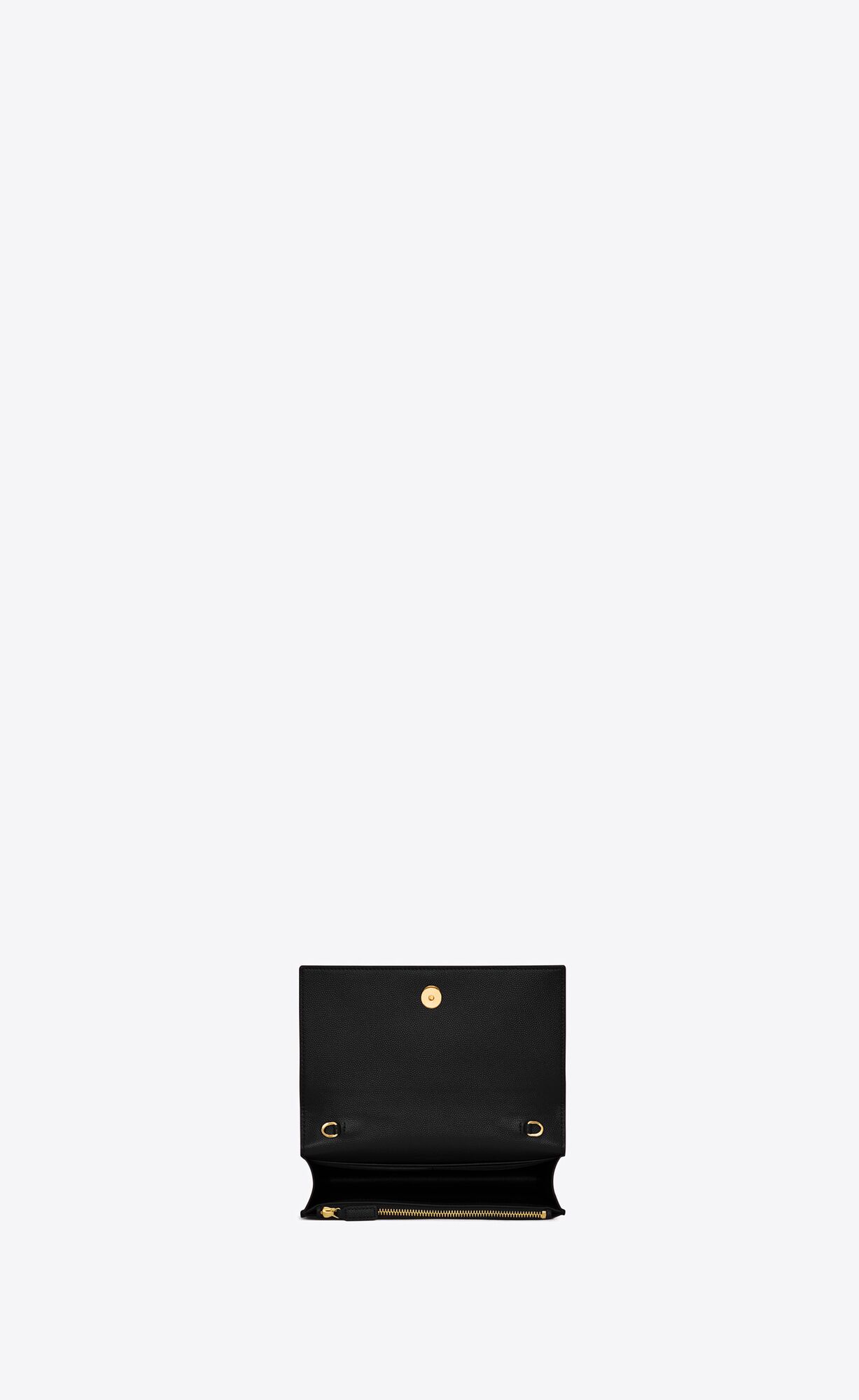 YSL Kate Chain Wallet With Tassel In Grain De Poudre Embossed Leather Black | 9356408-ID