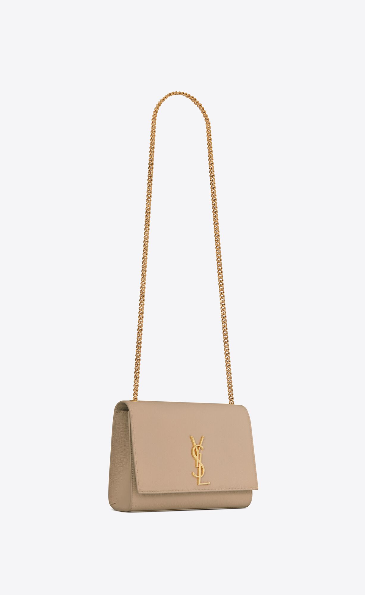 YSL Kate Medium Chain Bag In Grain De Poudre Embossed Leather Dark Beige | 4096812-CW