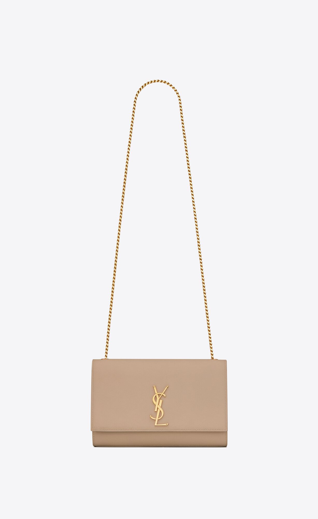 YSL Kate Medium Chain Bag In Grain De Poudre Embossed Leather Dark Beige | 4096812-CW