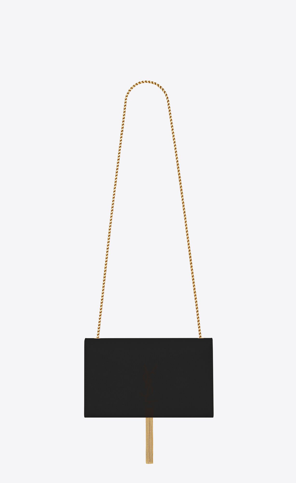 YSL Kate Medium Chain Bag With Tassel In Grain De Poudre Embossed Leather Black | 4926387-XM