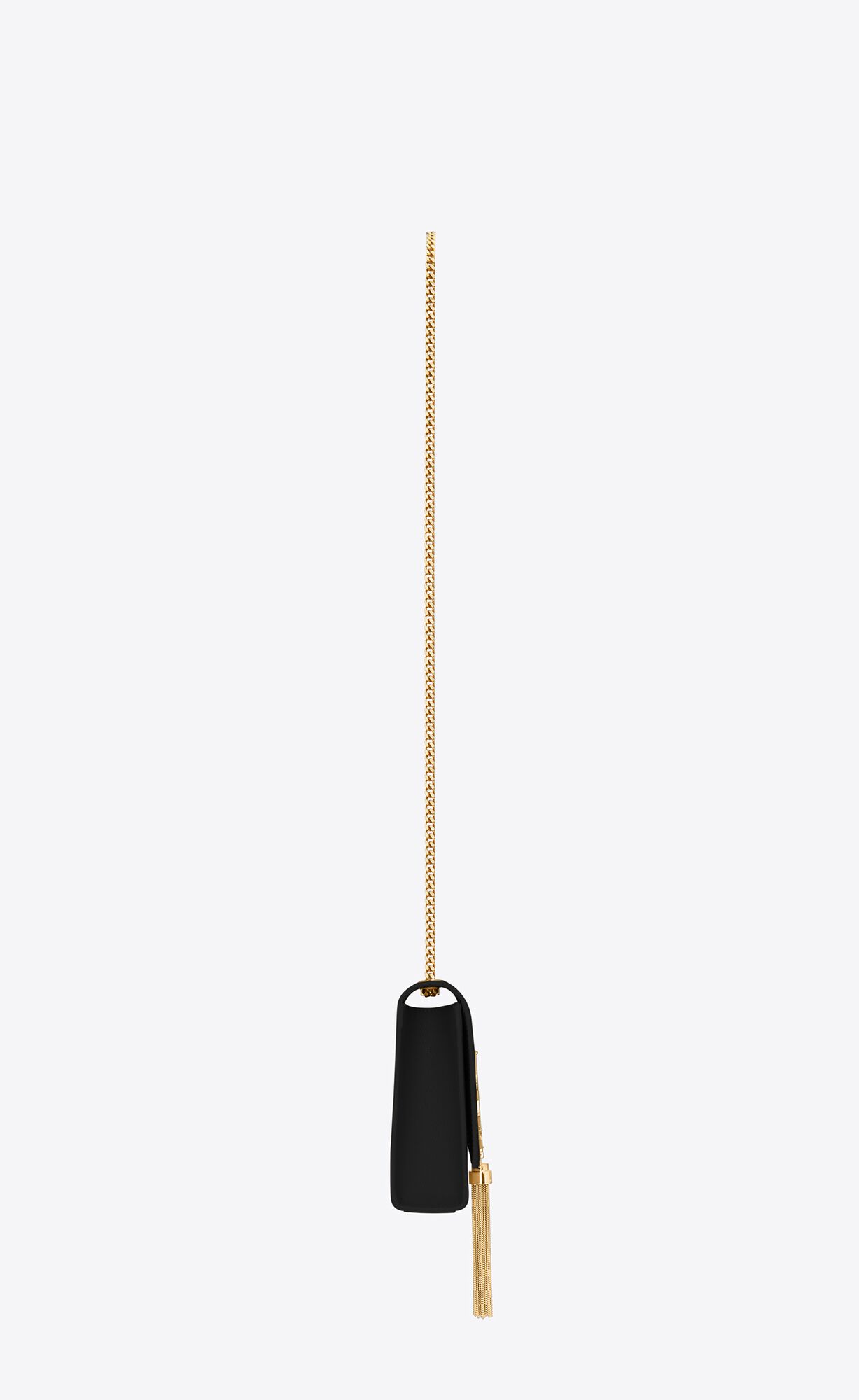 YSL Kate Medium Chain Bag With Tassel In Grain De Poudre Embossed Leather Black | 4926387-XM