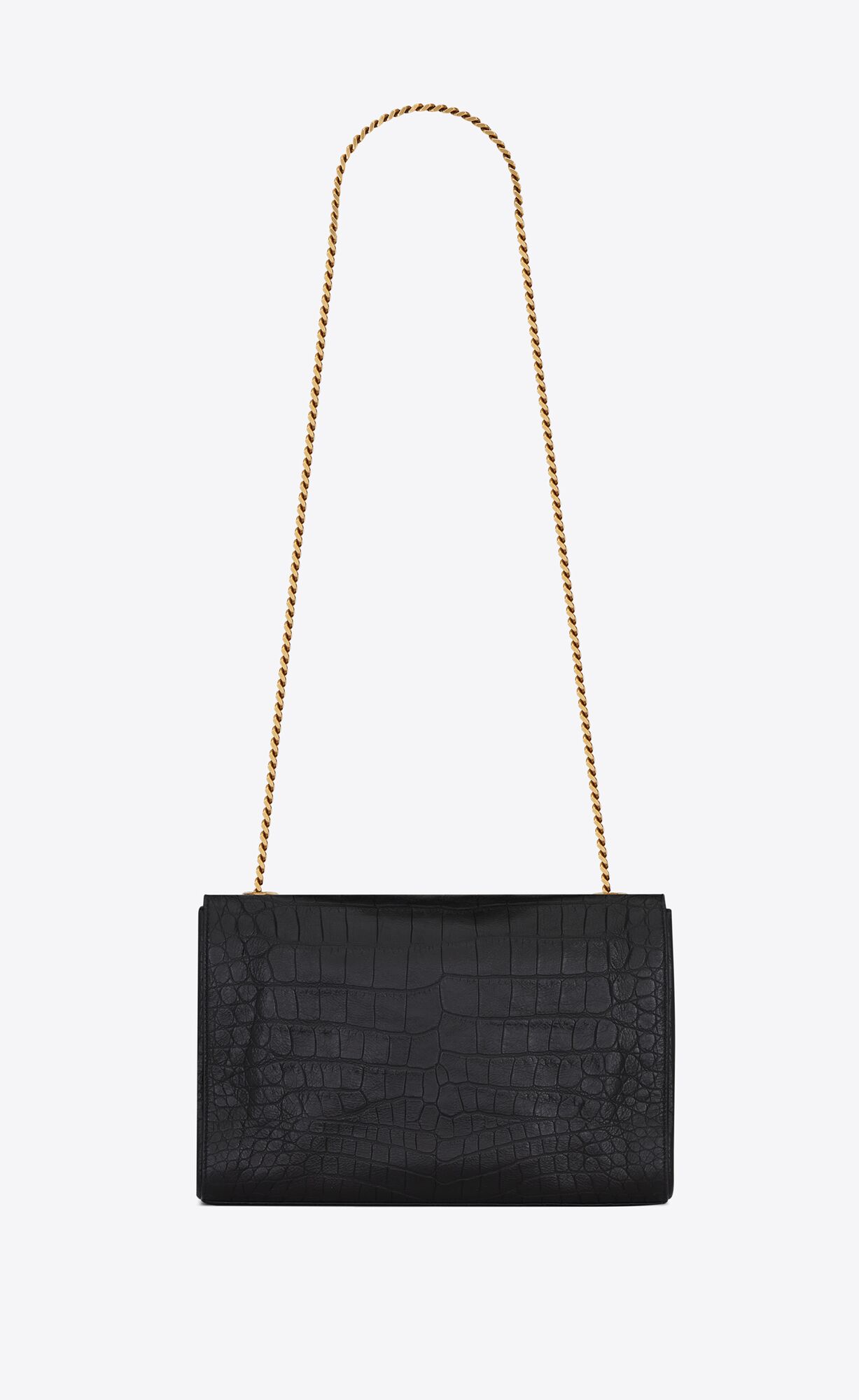 YSL Kate Medium Reversible Chain Bag In Suede And Crocodile-embossed Leather Military Taupe | 5913706-ET