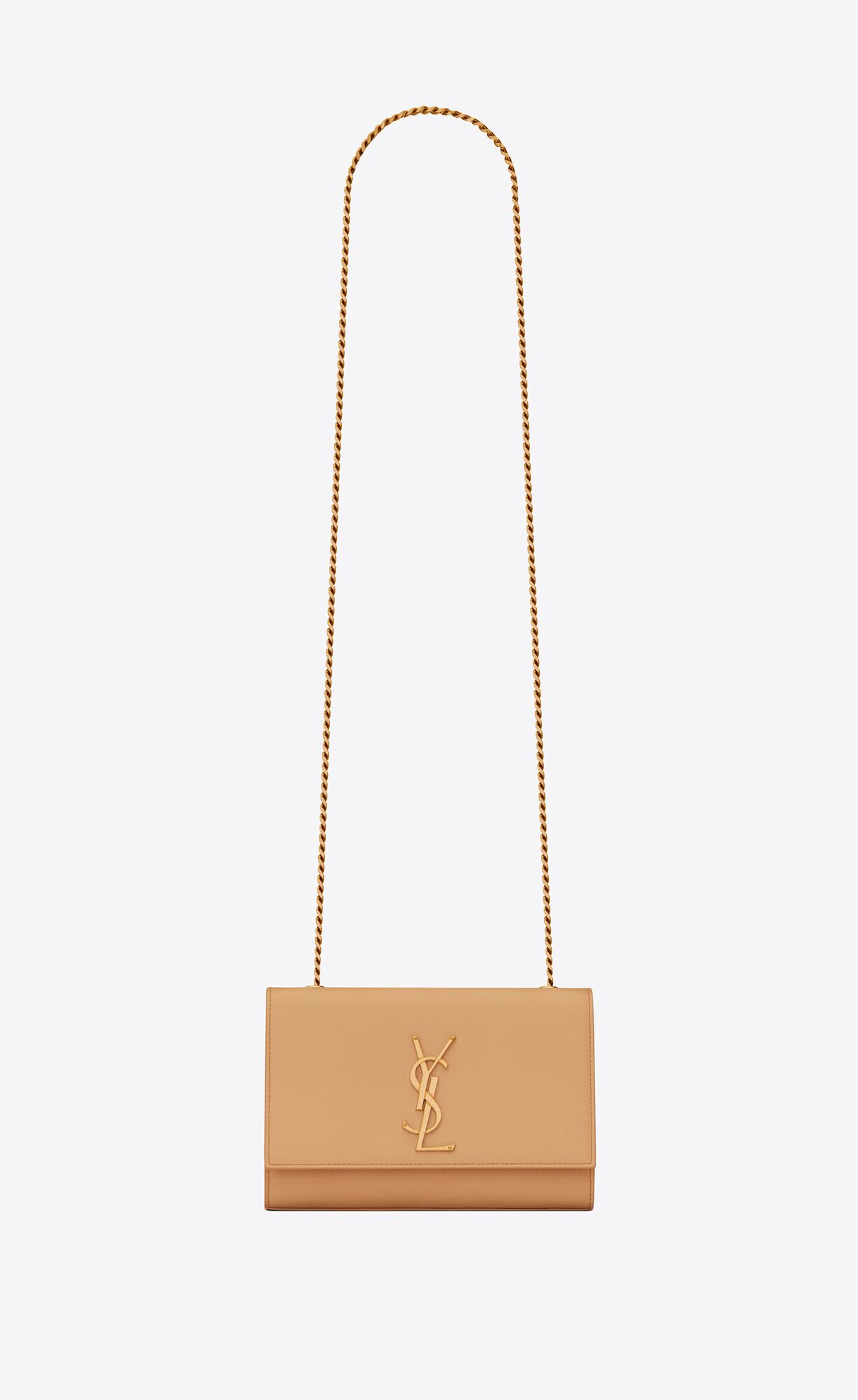 YSL Kate Small Chain Bag In Grain De Poudre Embossed Leather Dark Sand | 2489761-CS