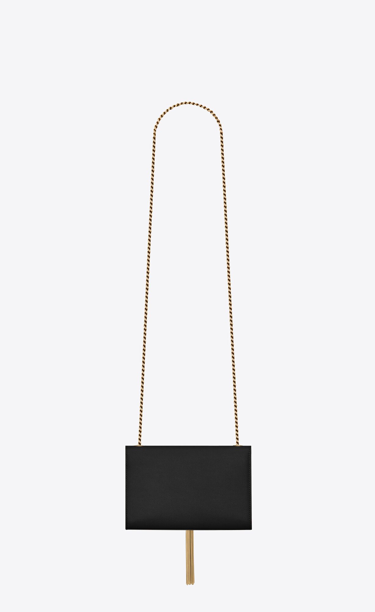 YSL Kate Small Chain Bag With Tassel In Grain De Poudre Embossed Leather Black | 3856270-GS