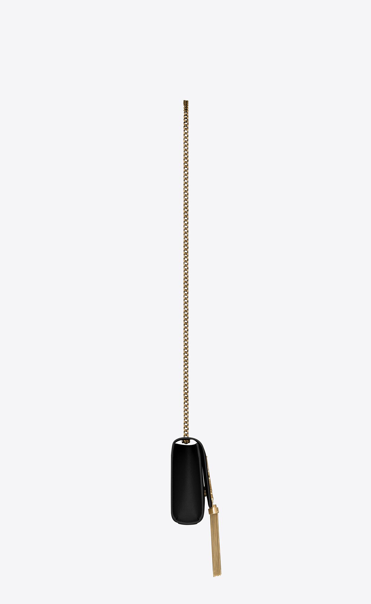 YSL Kate Small Chain Bag With Tassel In Grain De Poudre Embossed Leather Black | 3856270-GS