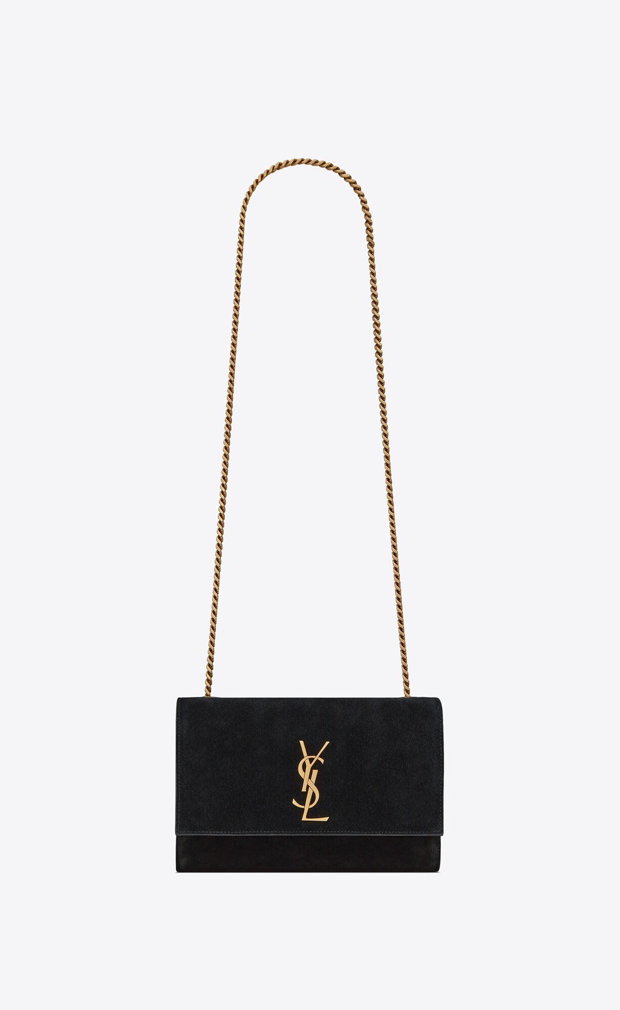 YSL Kate Small Supple/Reversible Chain Bag In Suede And Leather Black | 1598674-TV