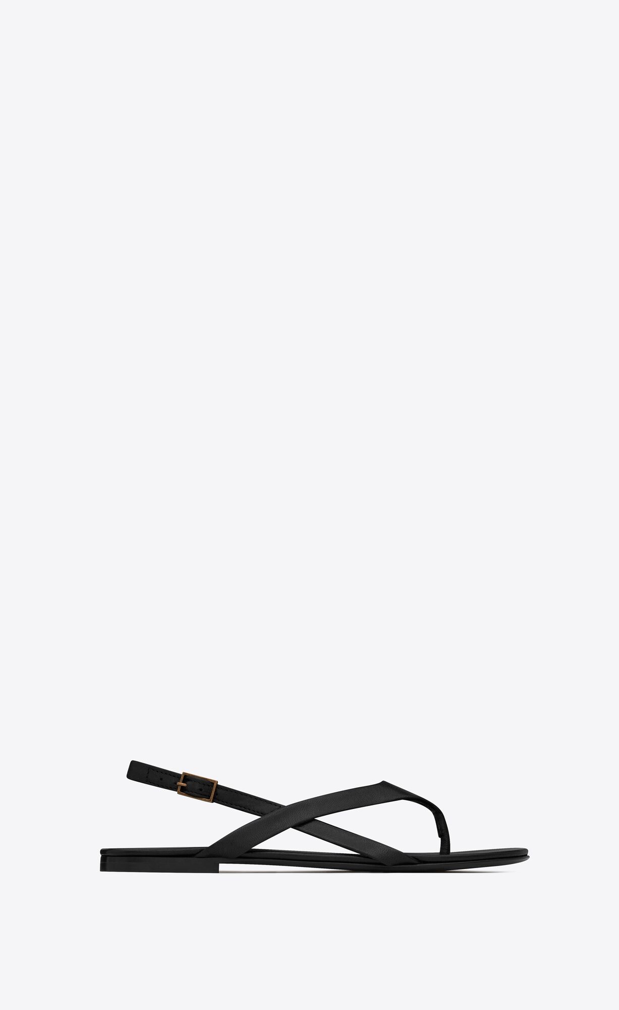 YSL Keith Flat Sandals In Smooth Leather Black | 0374928-EK