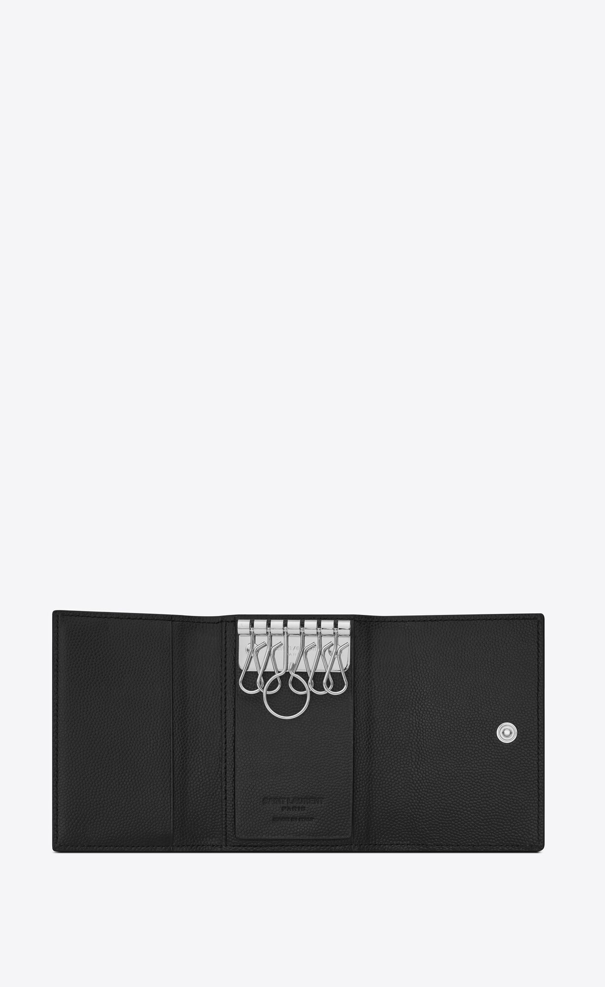 YSL Key Pouch In Grain De Poudre Embossed Leather Black | 0435896-HF