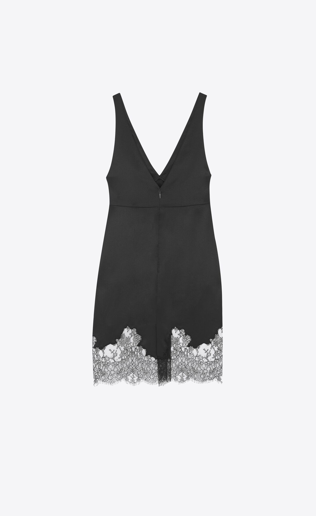 YSL Laced Dress In Crepe Satin Black | 2689341-JT