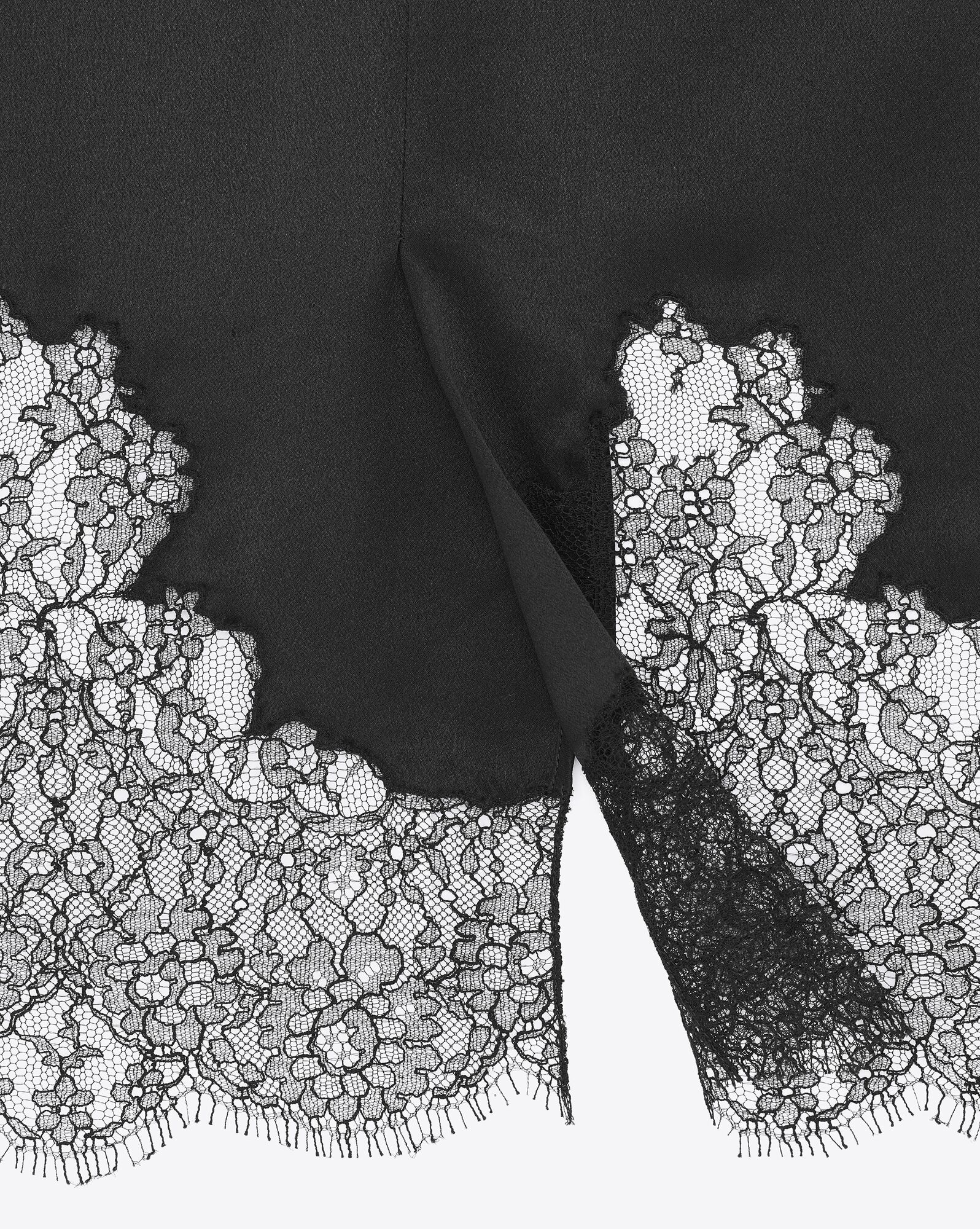 YSL Laced Dress In Crepe Satin Black | 2689341-JT
