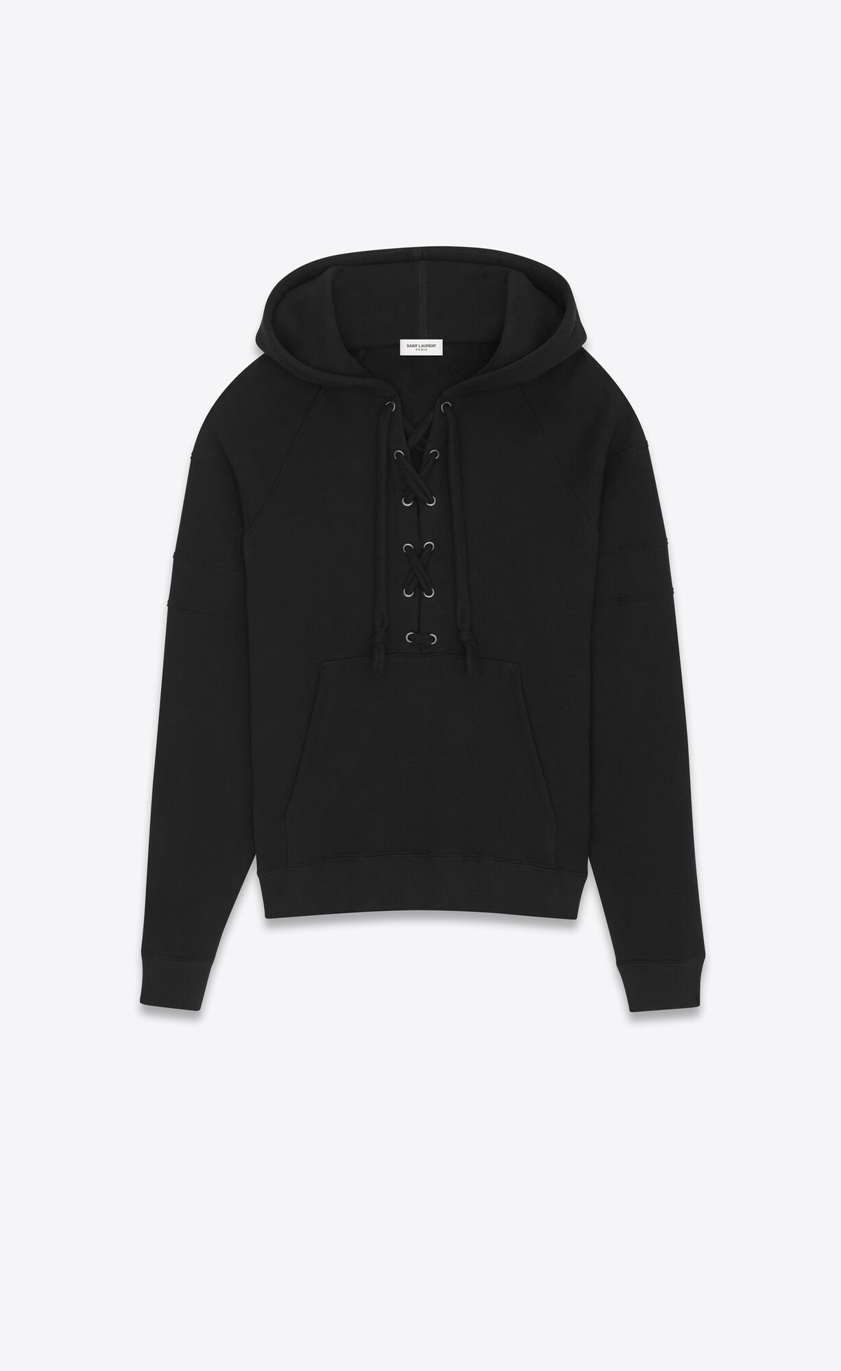 YSL Laced Raglan Hoodie Black | 9046183-SI