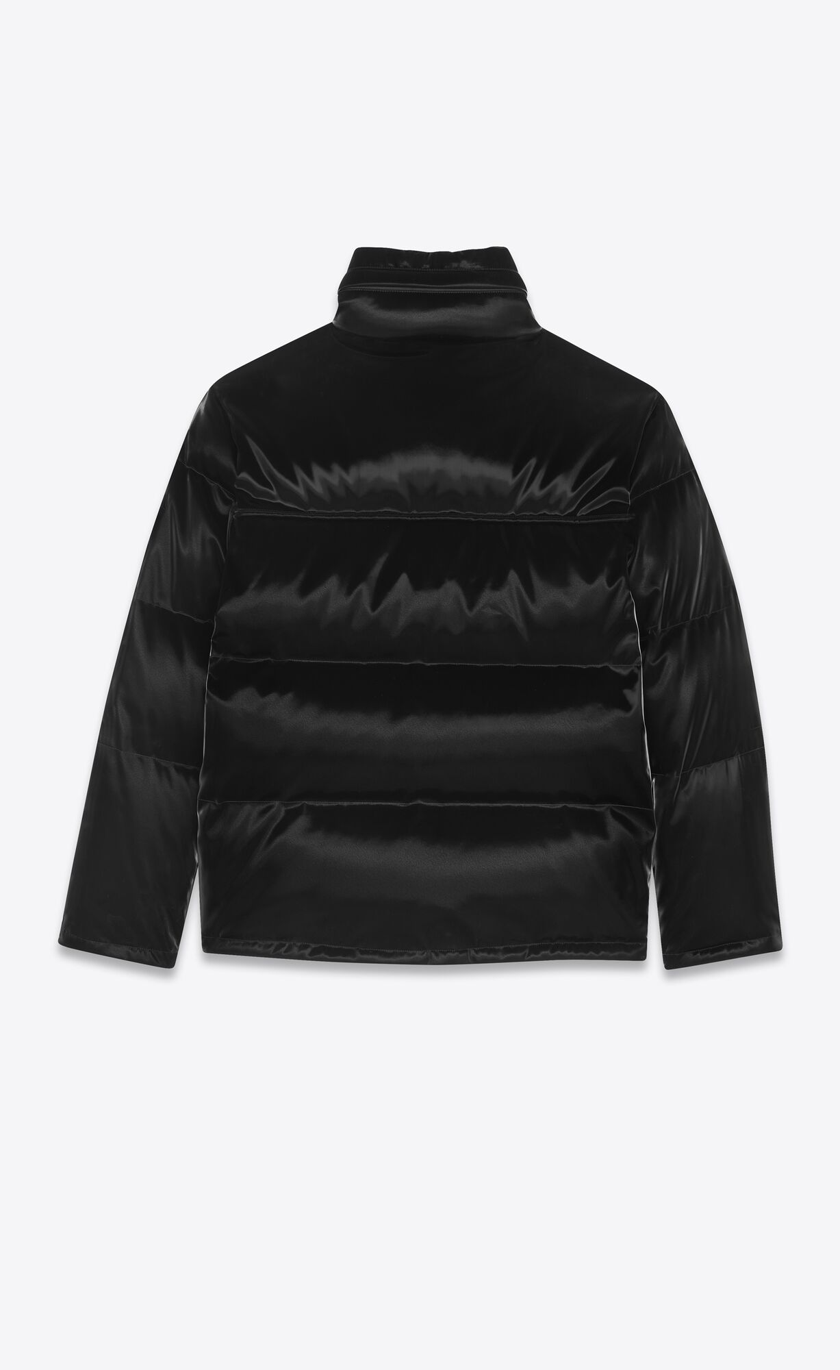 YSL Lacquered-effect Oversized Down Jacket Noir | 0642531-SW
