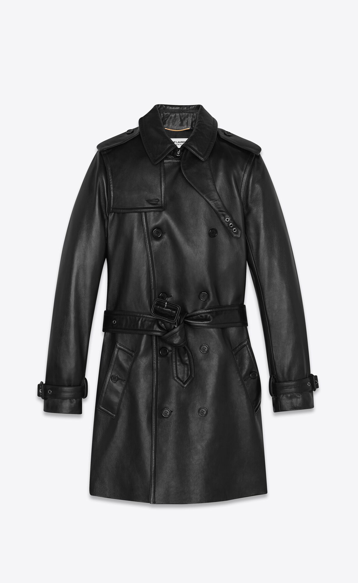 YSL Lambskin Trench Coat Black | 9035862-OT