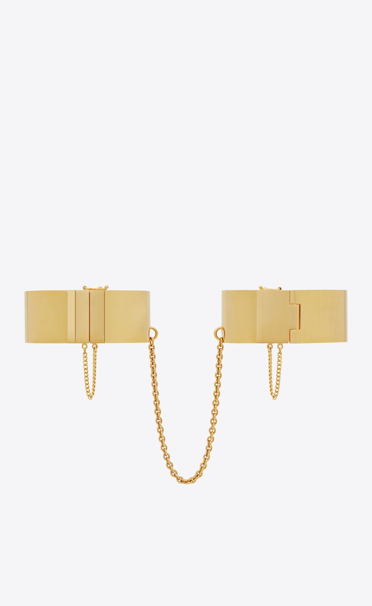 YSL Large Double Chain Handcuff Bracelets In Metal Gold | 3805714-BP